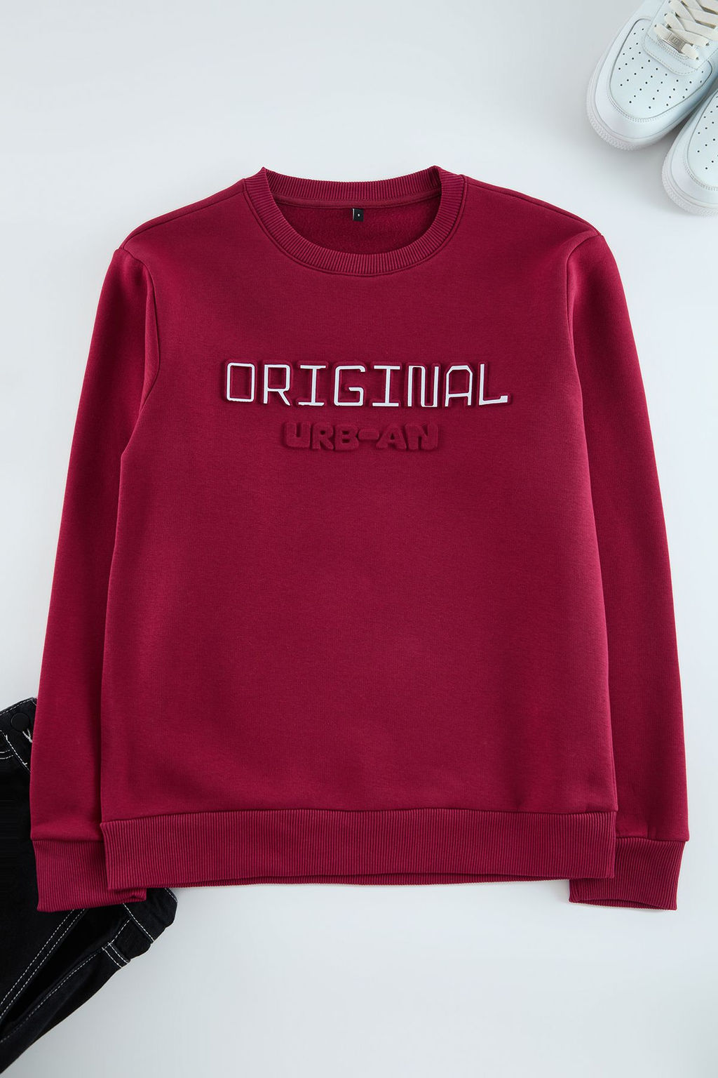 TRENDYOL MAN Tas Slim/Dar Kesim Kabar?k Bask?l? Ici Polarl? Sweatshirt TMNAW25SW00150 - Trendyolmilla фото 2