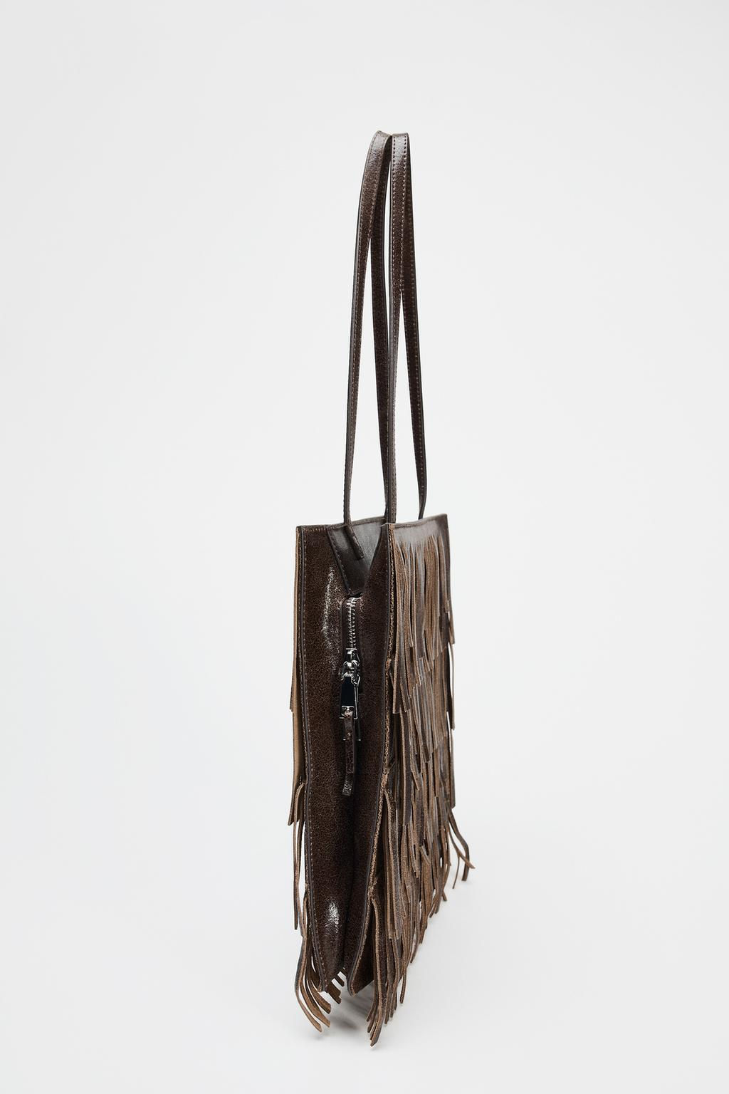 FRINGED LEATHER BAG - Zara фото 5