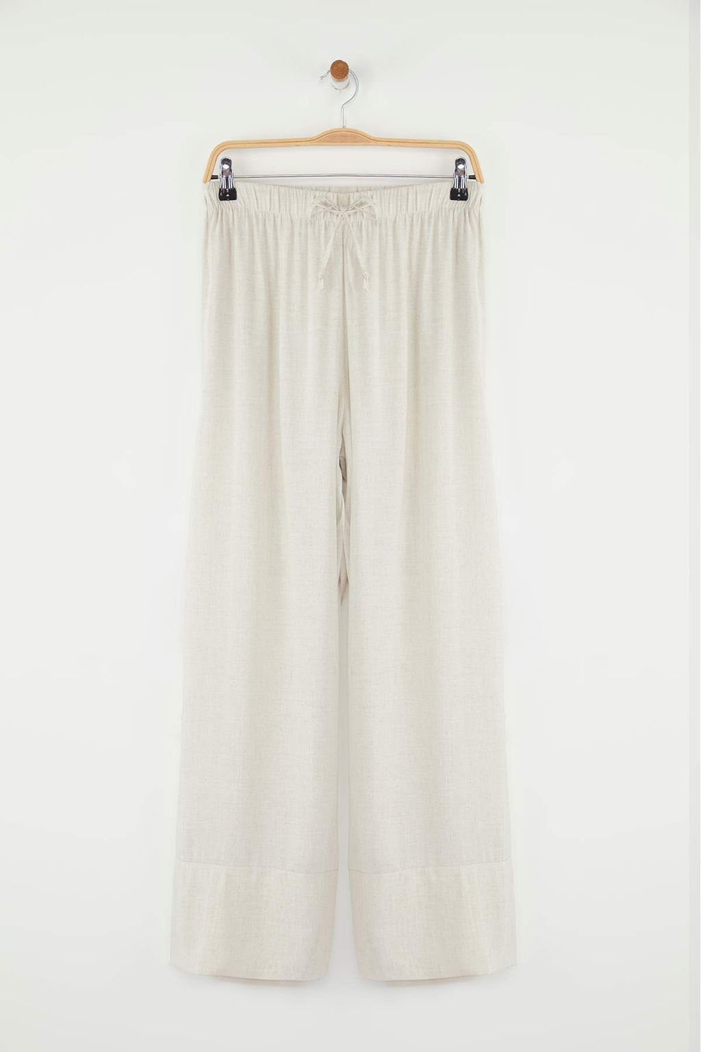 Tas Keten Icerikli Wide Leg/Genis Paca Beli Lastikli Pantolon TWOSS25PL00124 - Trendyolmilla фото 9