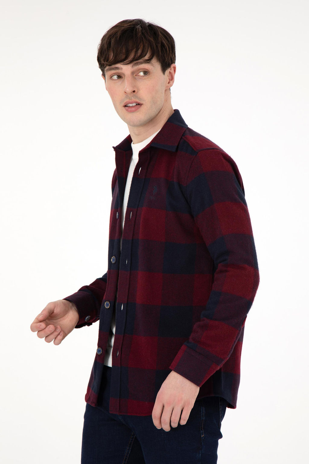 Мужская бордовая рубашка с длинным рукавом Неожиданная скидка в корзине - U.s. polo assn фото 3