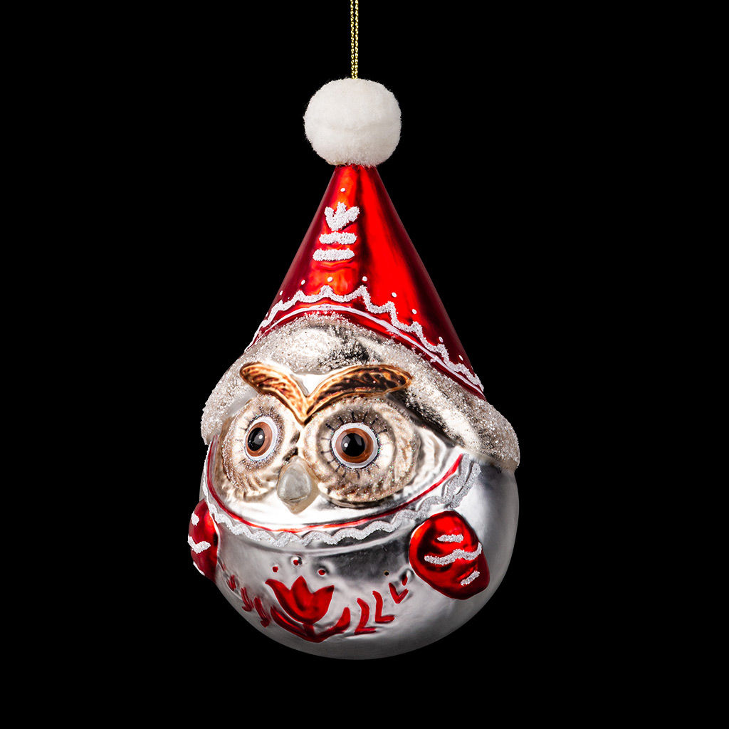 АКЦИЯ Цена за 6 шт. Украшение ErichKrause Decor Сова - мотивы Карелии 15см, стекло