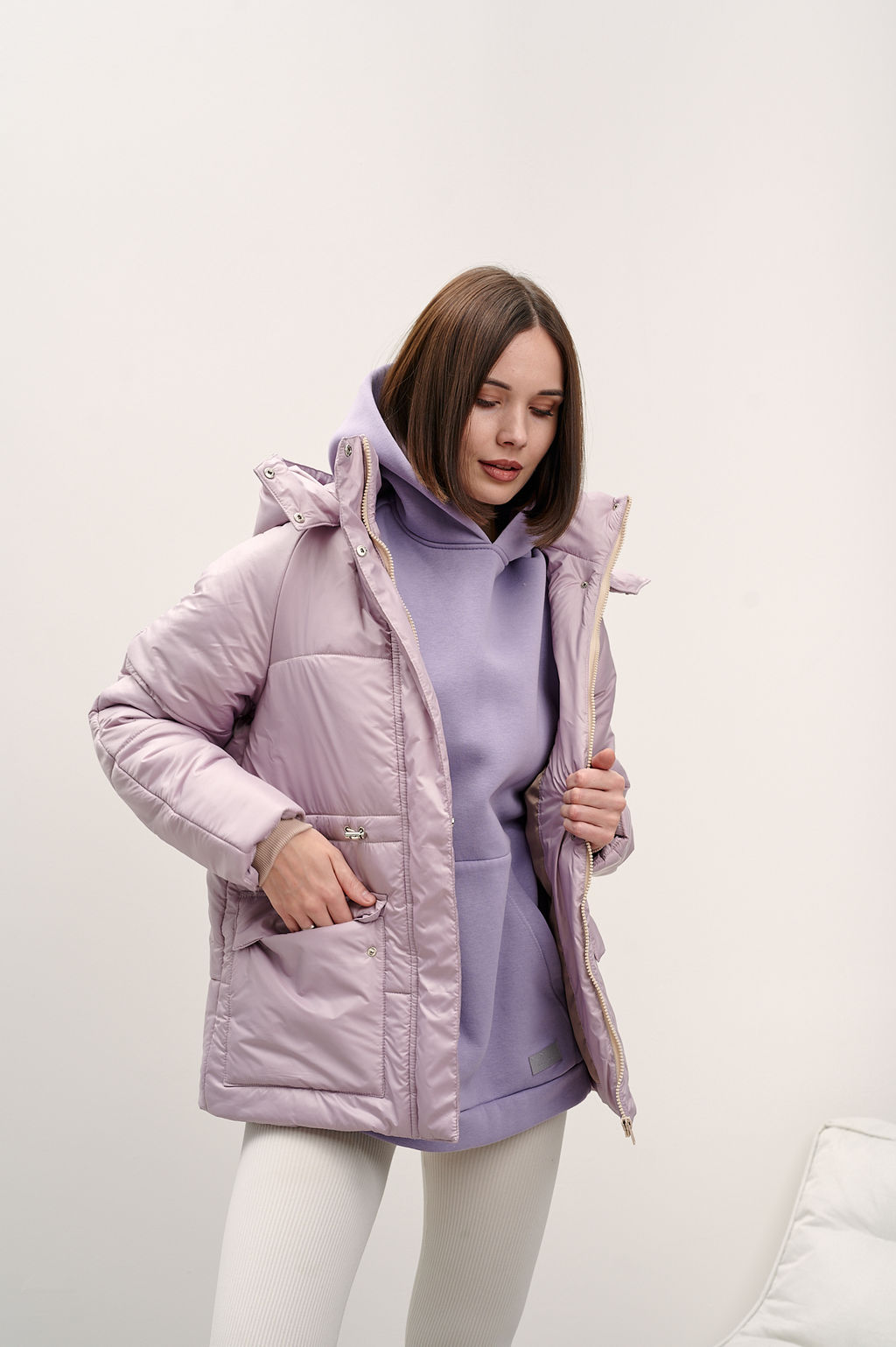 Куртка женская зимняя "Лео" пудра