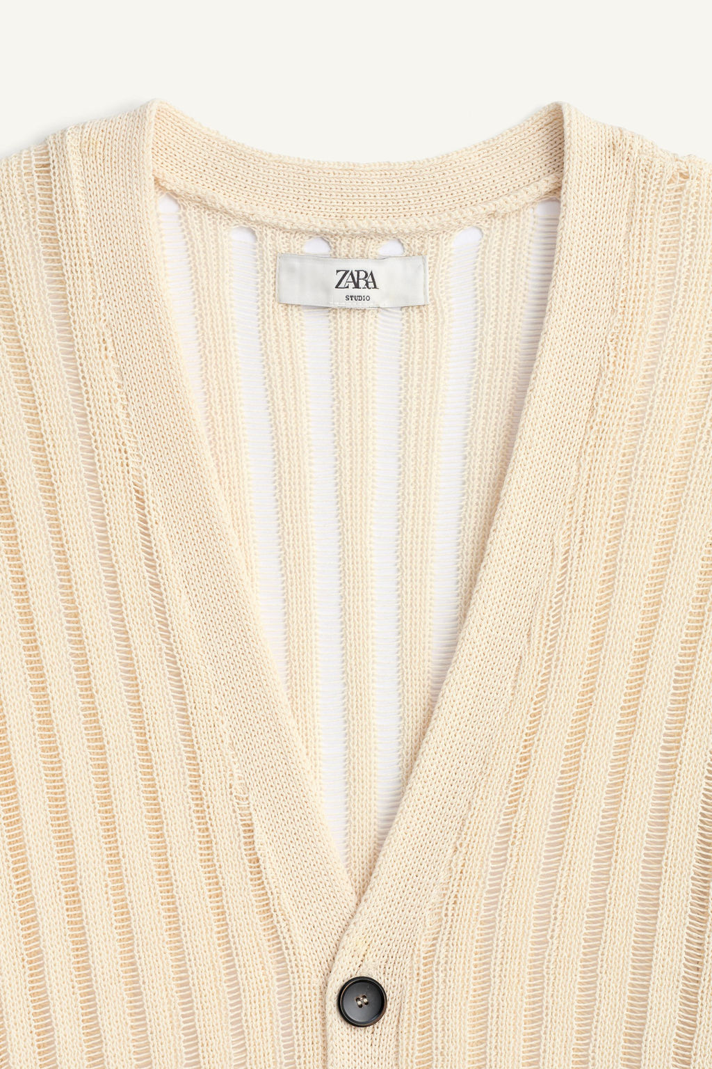 C?RDIGAN ESTRUCTURA CALADOS / Beige claro - Zara фото 7