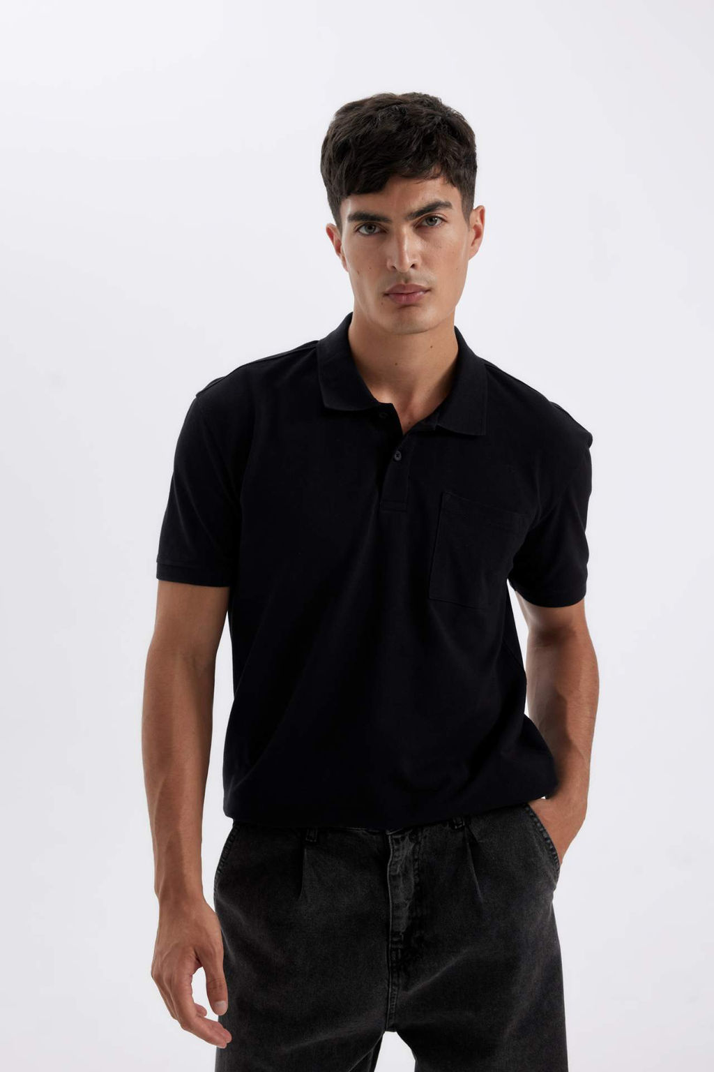 New Regular Fit K?sa Kollu Pike Basic Duz Polo Tisort - Defacto фото 7