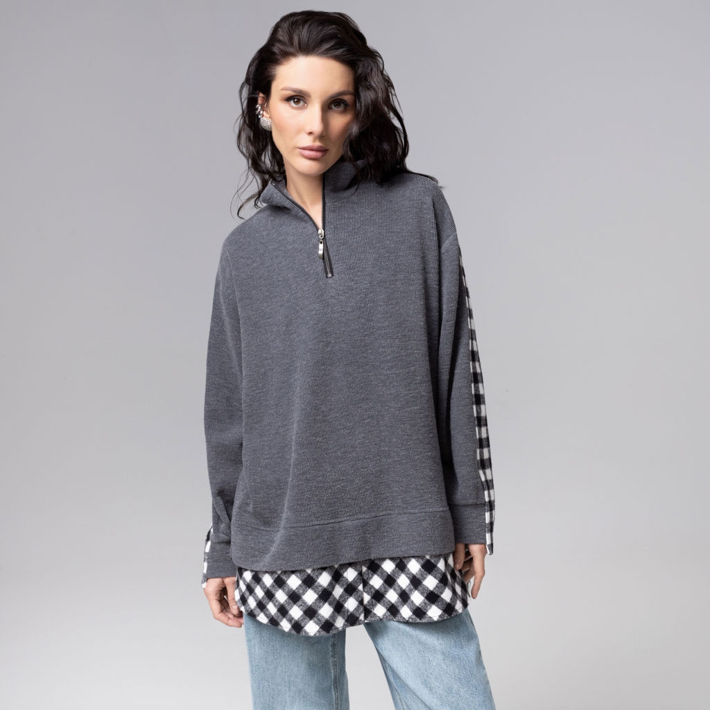 Свитшот с имитацией многослойности, Путешествие начинается (мокрый асфальт) - Charutti фото 2