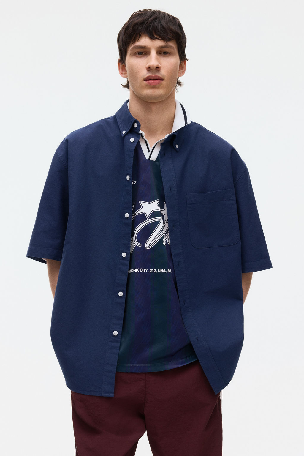 Camisa Oxford de manga corta Relaxed Fit - H&m фото 12