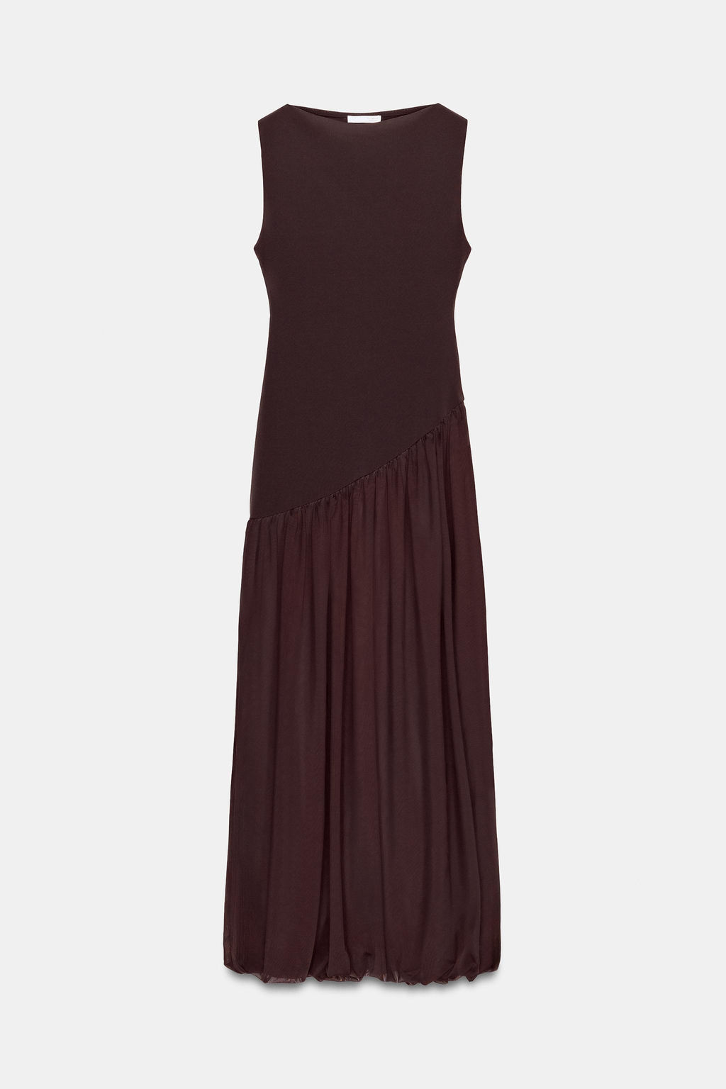 VESTIDO LARGO COMBINADO TUL / Marr?n oscuro - Zara фото 6