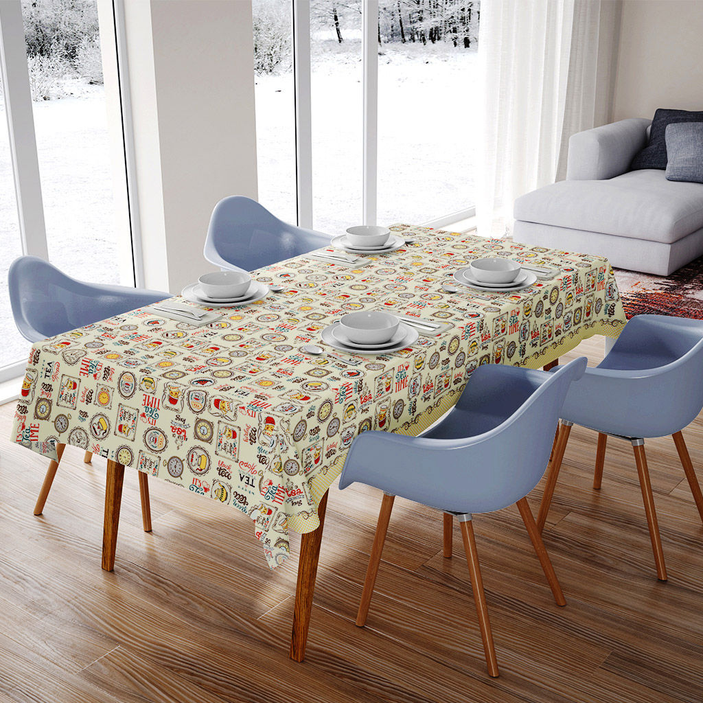 Скатерть 120х145см Чаепитие, длина стола до 105см, на 4 персоны, рогожка (хлопок 100%) 171г/м2, упаковка классическая, пакет ПВХ 28х41см, Домашняя мода (Россия)  фото 6