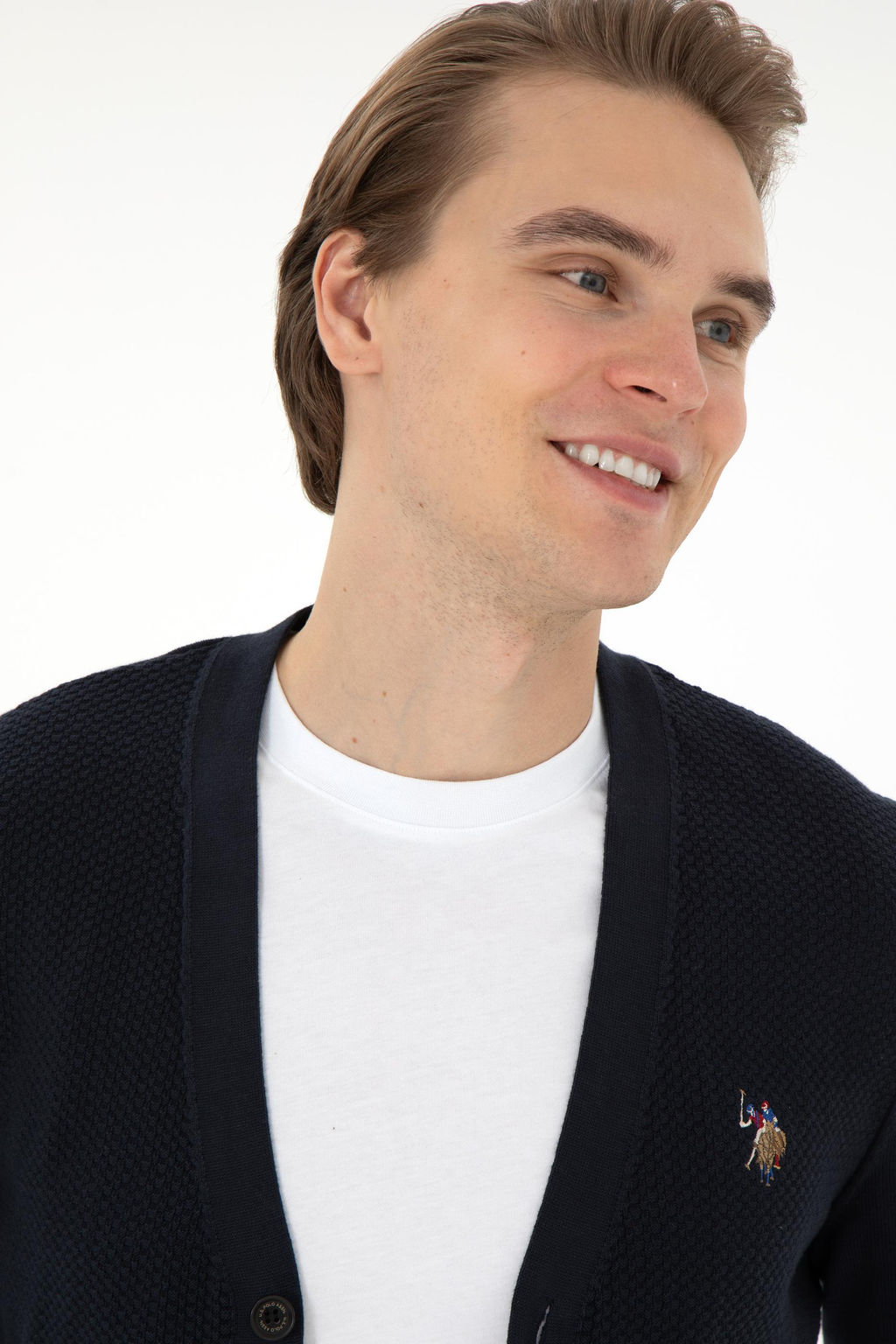 Мужской темно-синий базовый трикотажный кардиган Неожиданная скидка в корзине - U.s. polo assn фото 2