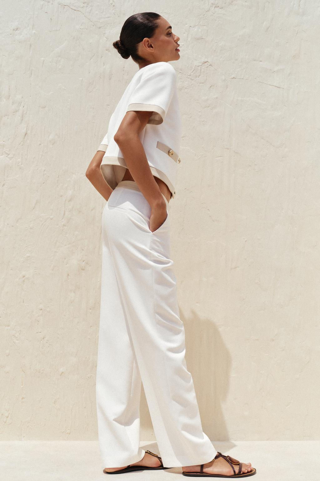 STRAIGHT-LEG TROUSERS WITH CONTRAST WAIST - Zara фото 3