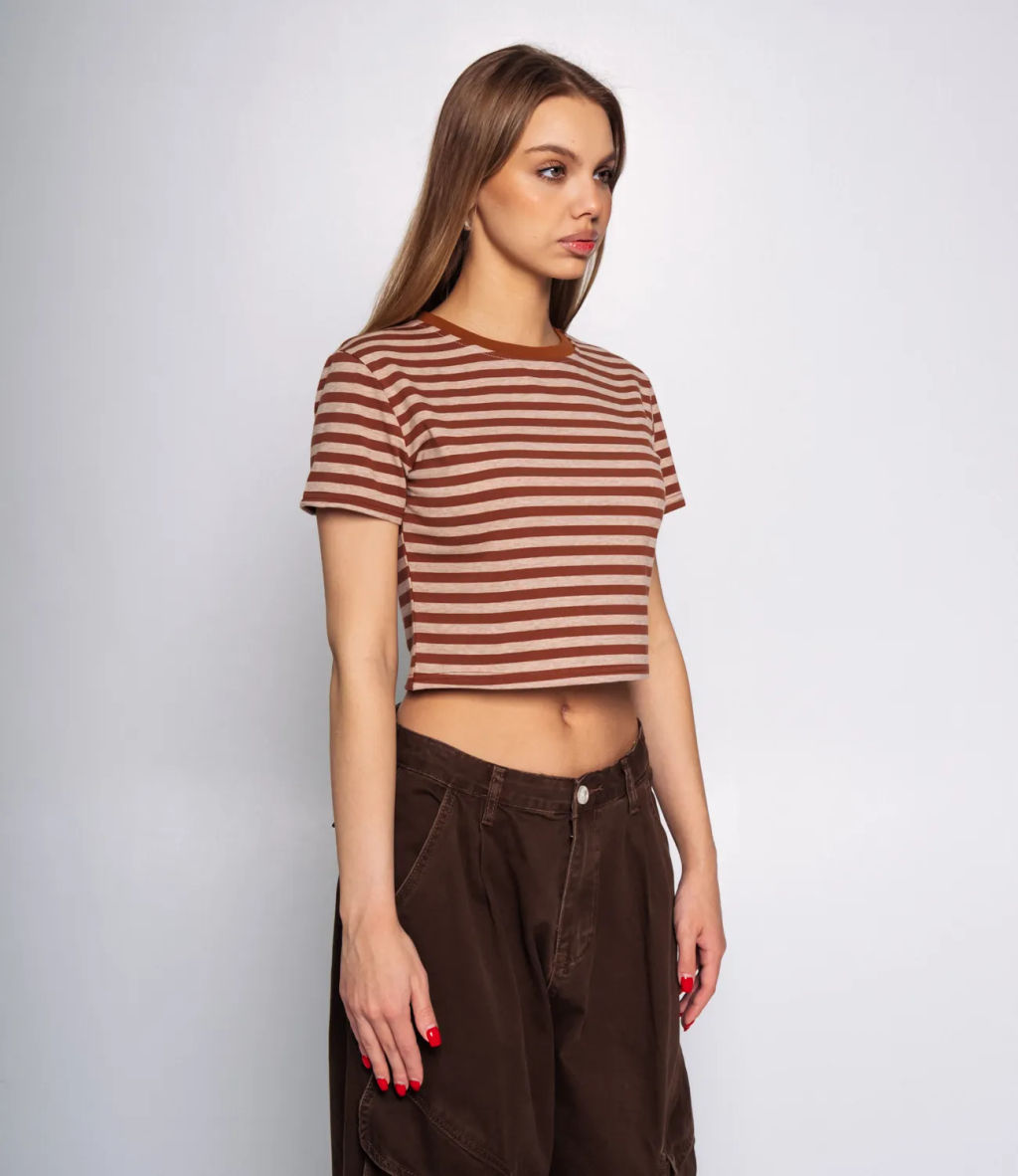 Футболка #КТ816 (5), терракотовый,бежевый