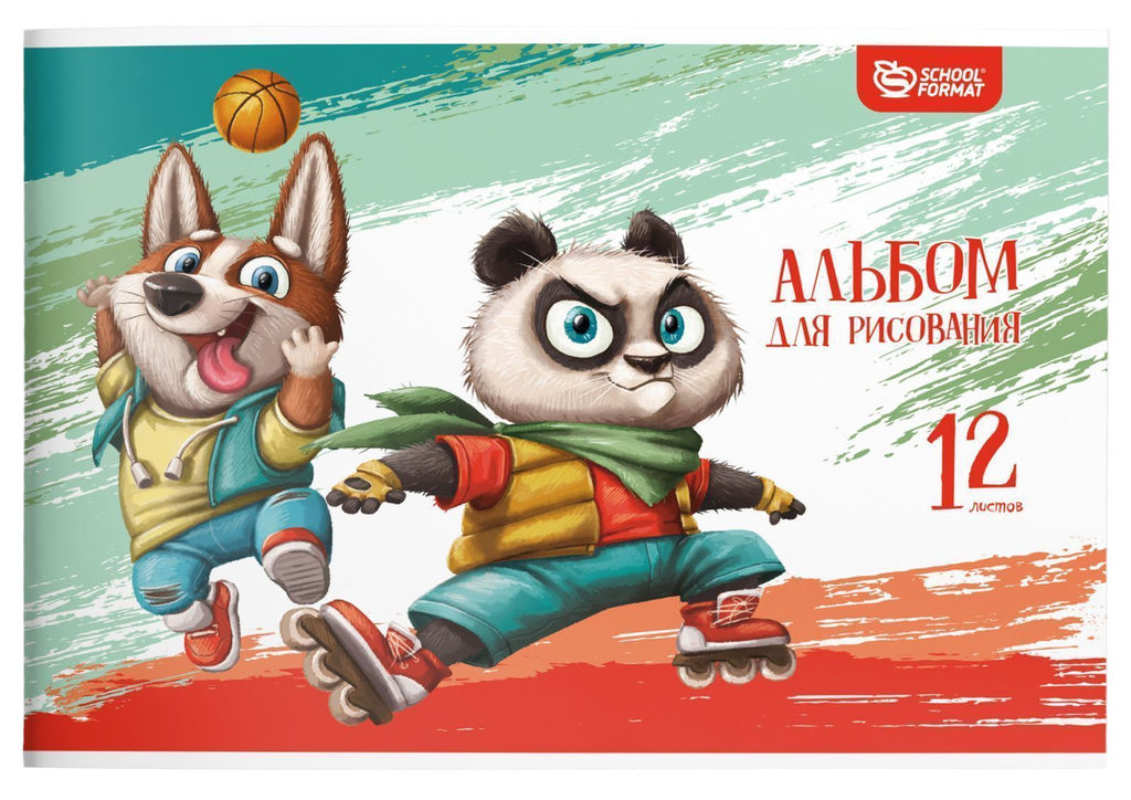 Альбом для рисования 12 листов, А4, скрепка ВЕСЕЛЫЕ ЗВЕРЯТА мелованный картон, ВД-лак - 1000 деталей фото 2