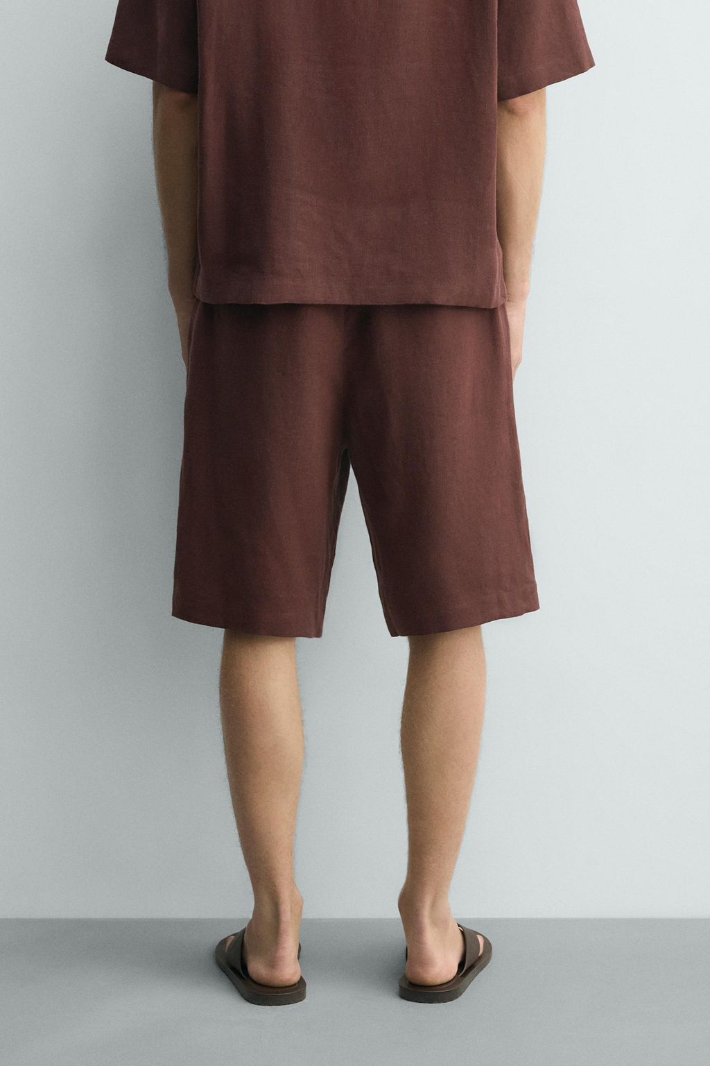 BERMUDA WIDE FIT MEZCLA LINO / Burdeos - Zara фото 3