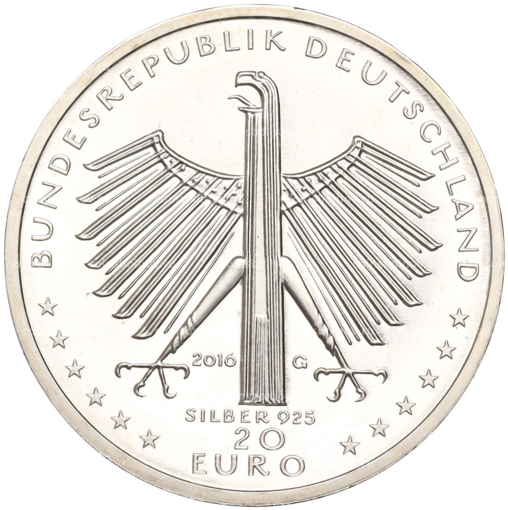 Монета 20 евро 2016 года Германия 125 лет со дня рождения Отто Дикса