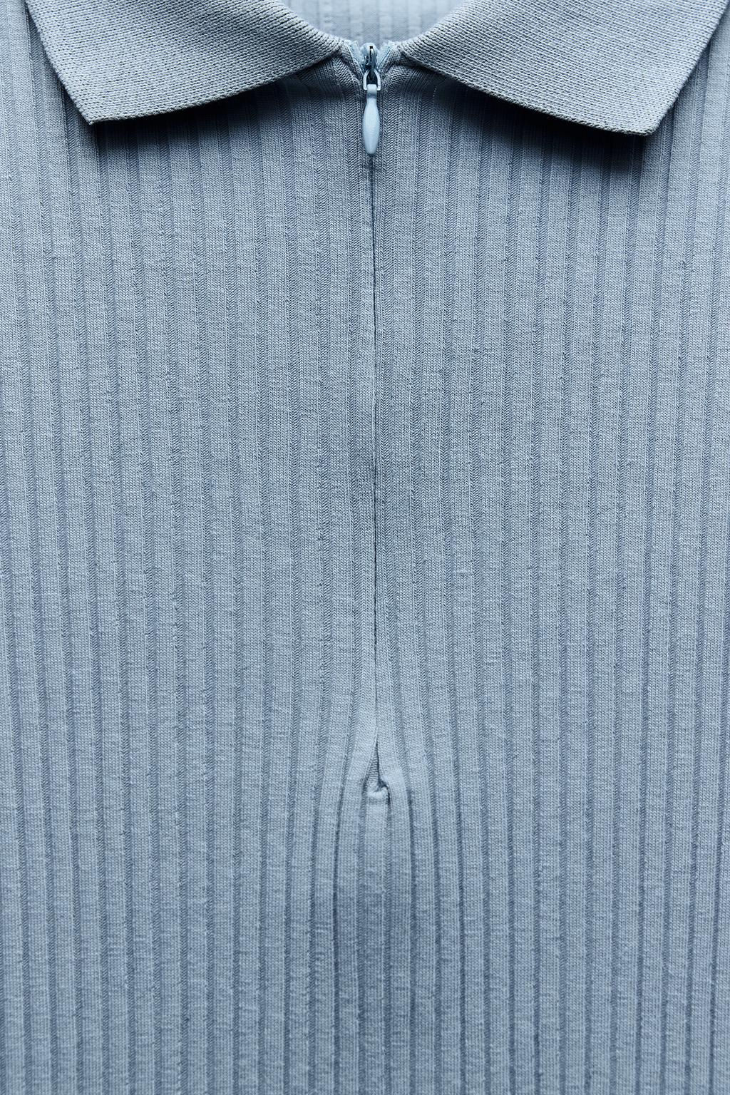 RIBBED POLO NECK T-SHIRT - Zara фото 7