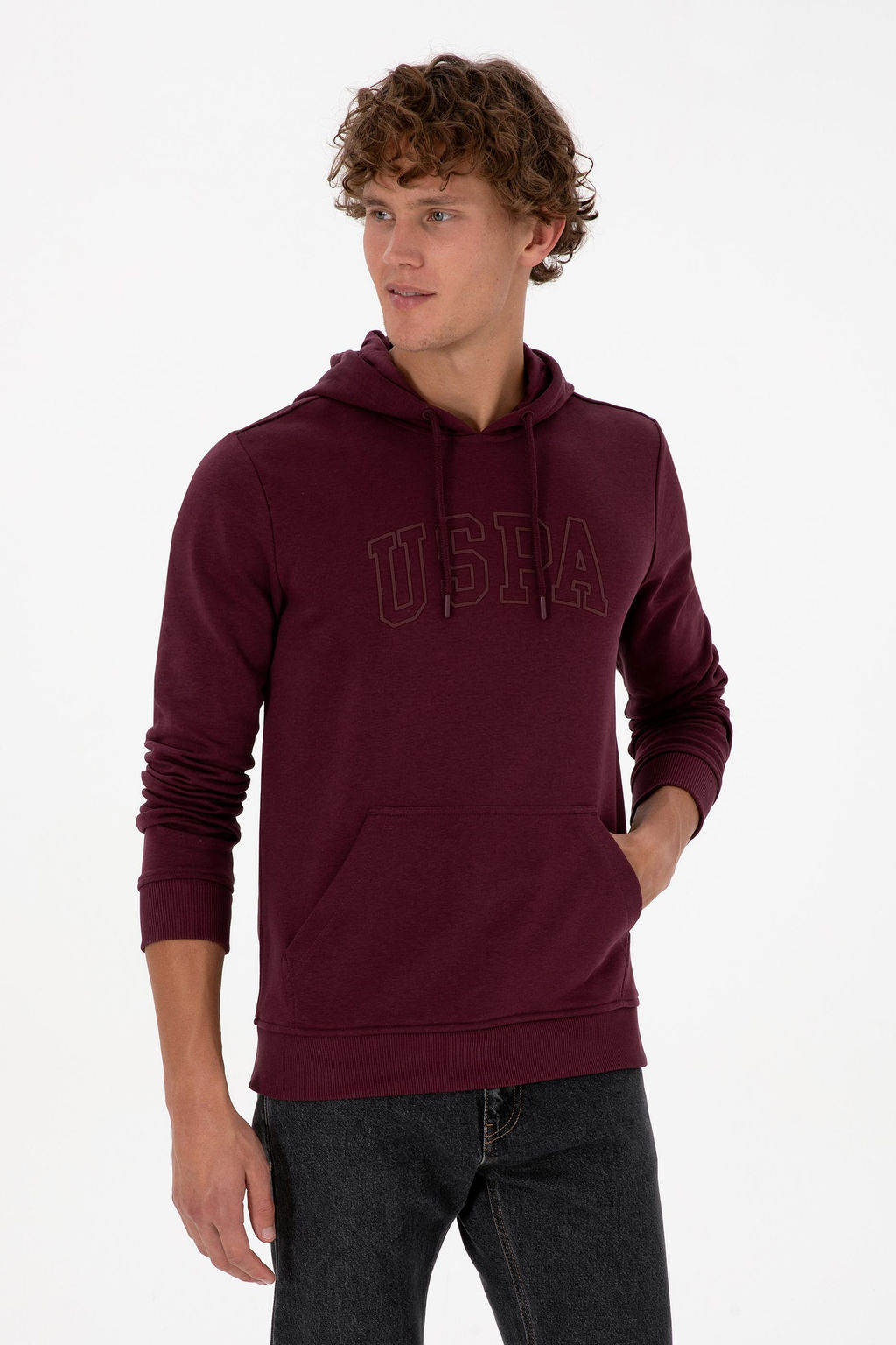 Erkek Bordo Basic Sweatshirt Sepette S_rpriz _ndirim