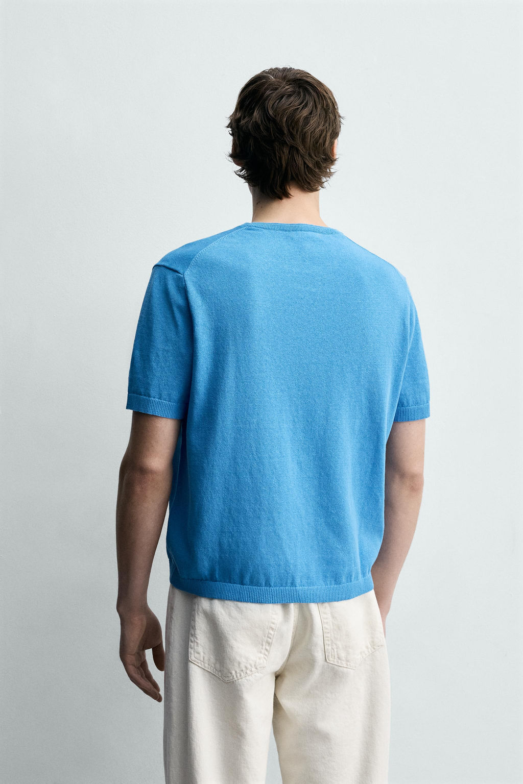 CAMISETA PUNTO MEZCLA ALGOD?N / Azul
