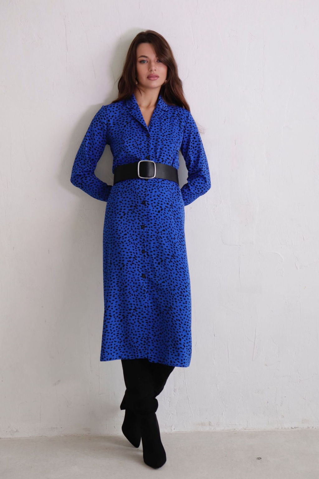 Платье-рубашка с английским воротником принт - Martichelli фото 11