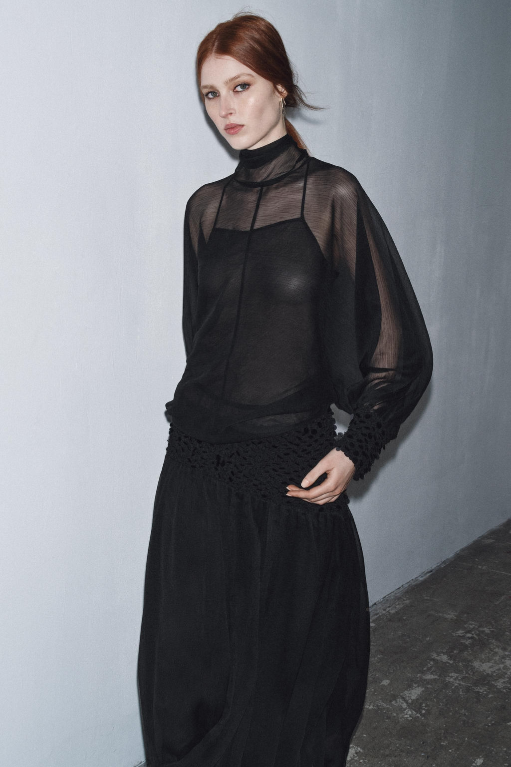 ZW COLLECTION SEMI-SHEER BLOUSE - Zara фото 11