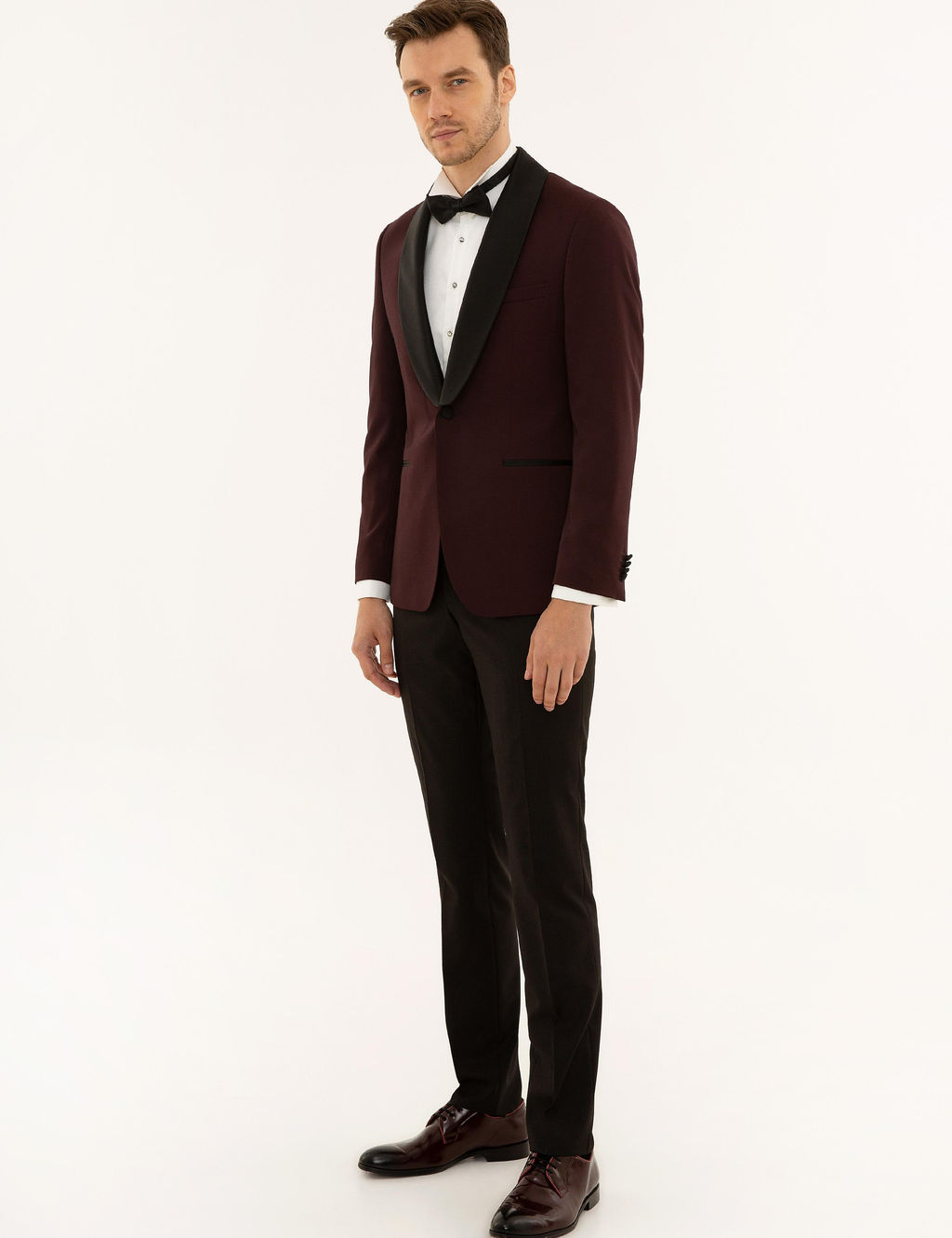 Бордово-красный приталенный костюм для жениха - Cacharel фото 3