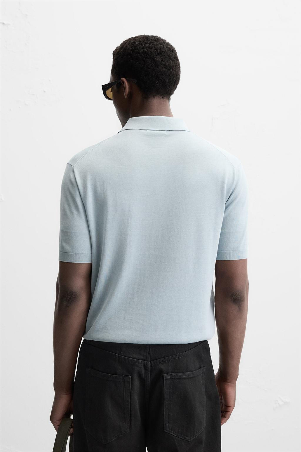 COTTON/SILK KNIT POLO SHIRT - Zara фото 3