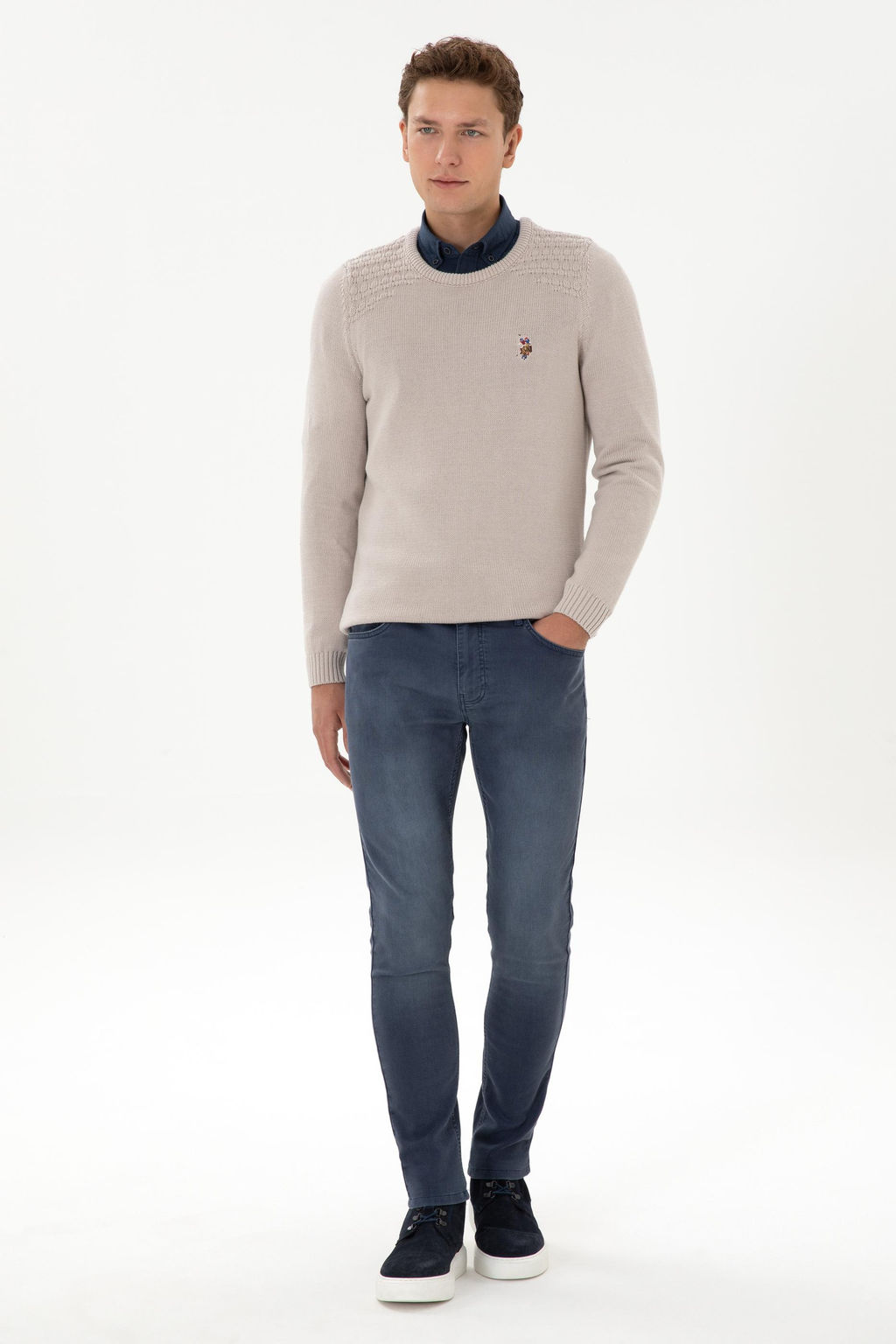 Erkek Slim Fit Bisiklet Yaka Ta_ Kazak - U.s. polo assn фото 4