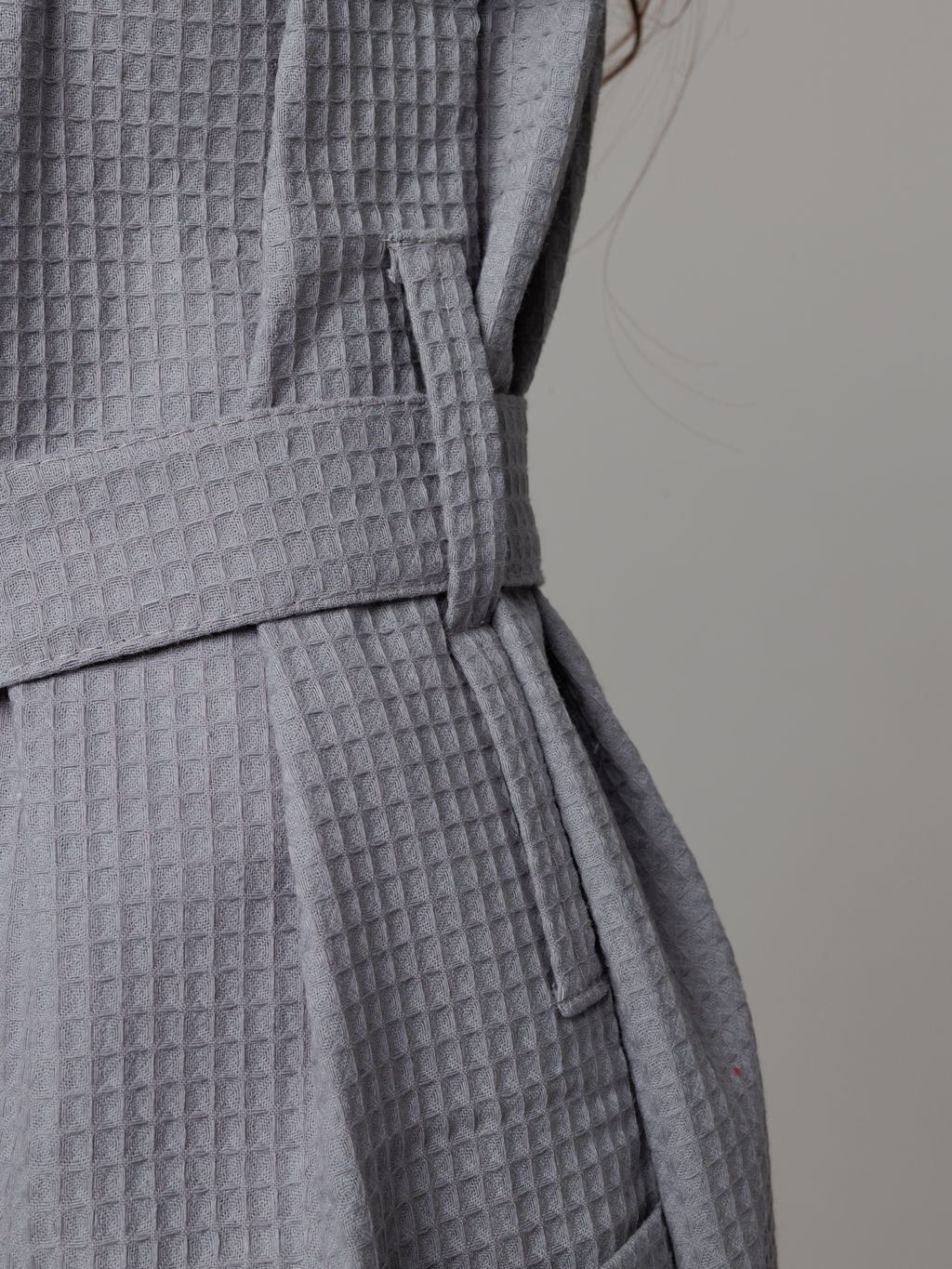 Женский вафельный халат с планкой серый В-02 (20)