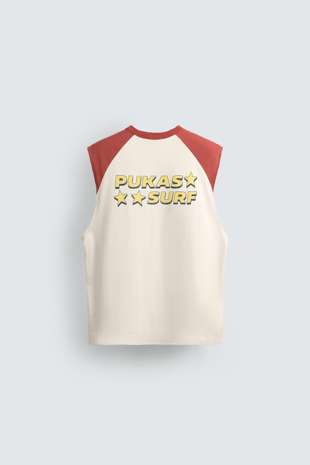 CAMISETA TANK COLOR BLOCK PUKAS SURF X ZARA / Blanco / Rojo
