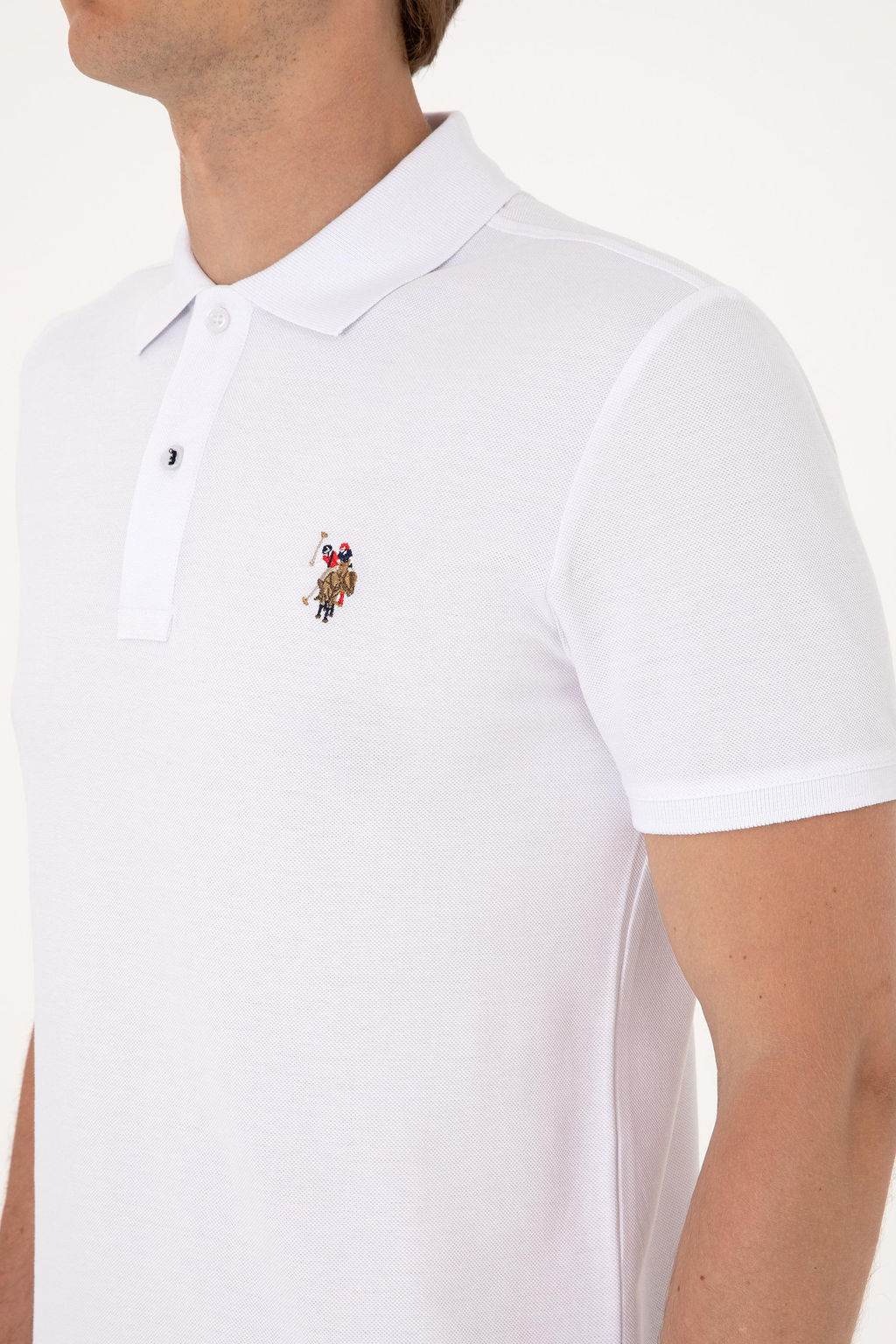 Erkek Slim Fit Polo Yaka Beyaz Basic Tirt - U.s. polo assn фото 7