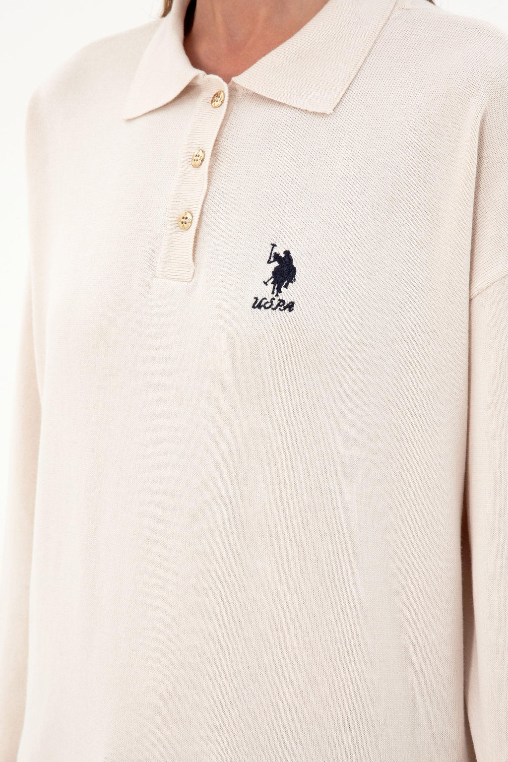 Женский кремовый свитер Неожиданная скидка в корзине - U.s. polo assn фото 7