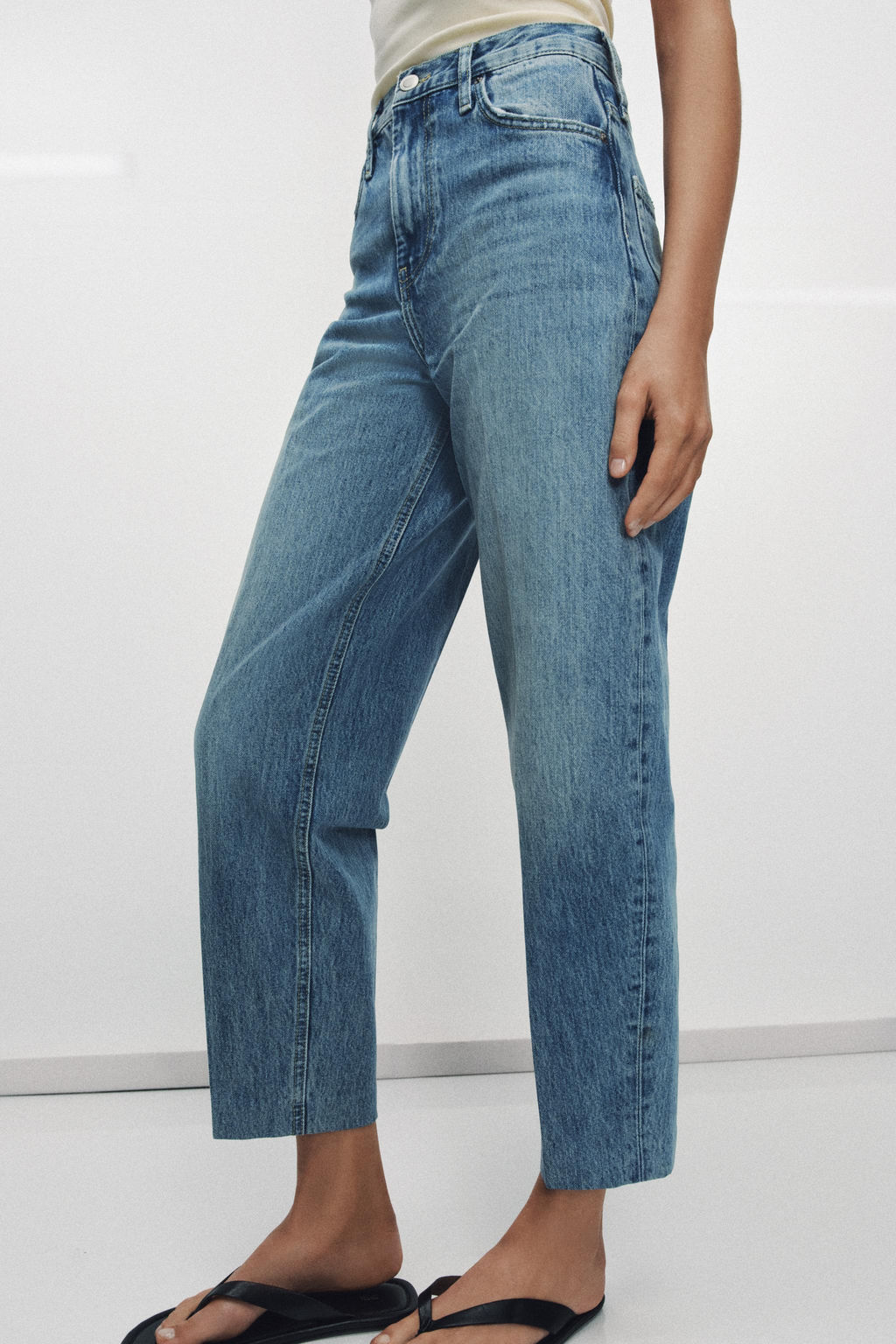 JEANS ZW COLLECTION TAPERED TIRO ALTO / Azul medio - Zara фото 2