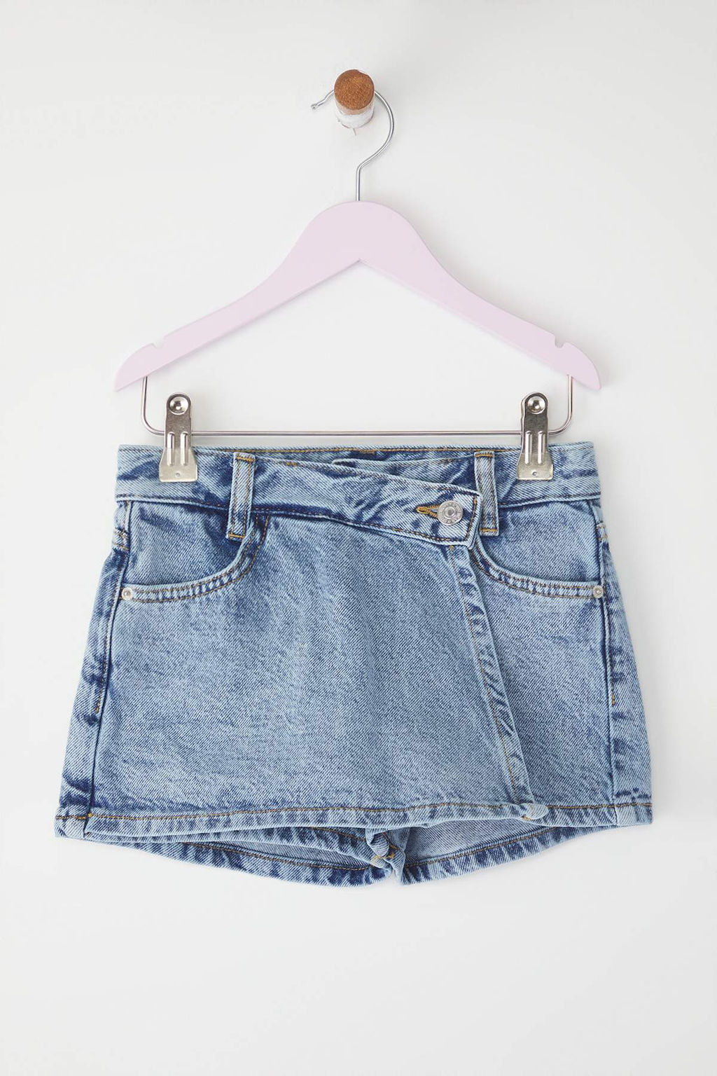 Koyu Mavi K?z Cocuk Pamuklu Asimetrik Denim Sort Etek TKDSS25ET00006