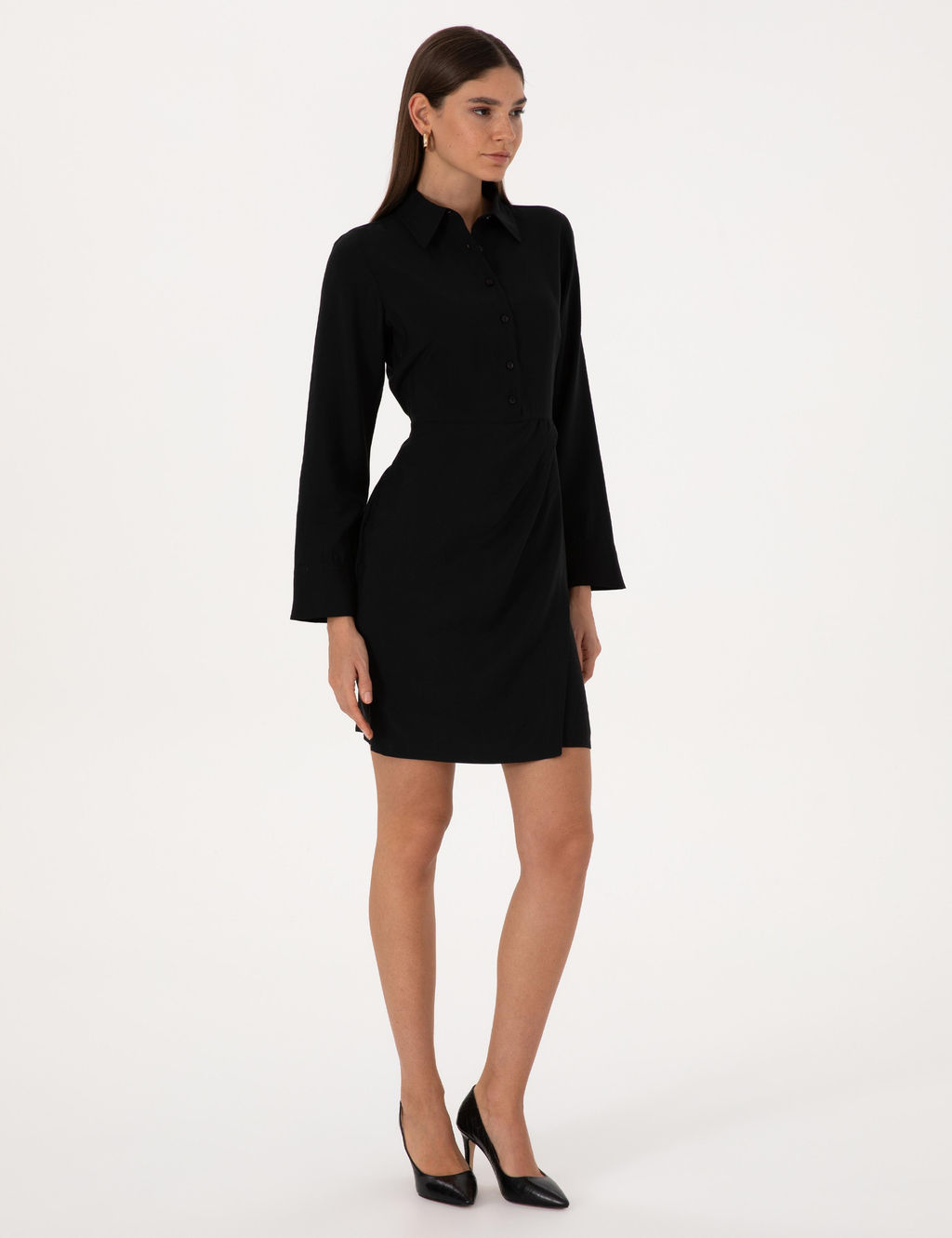 Siyah Regular Fit Dokuma Elbise - Pierre cardin фото 3