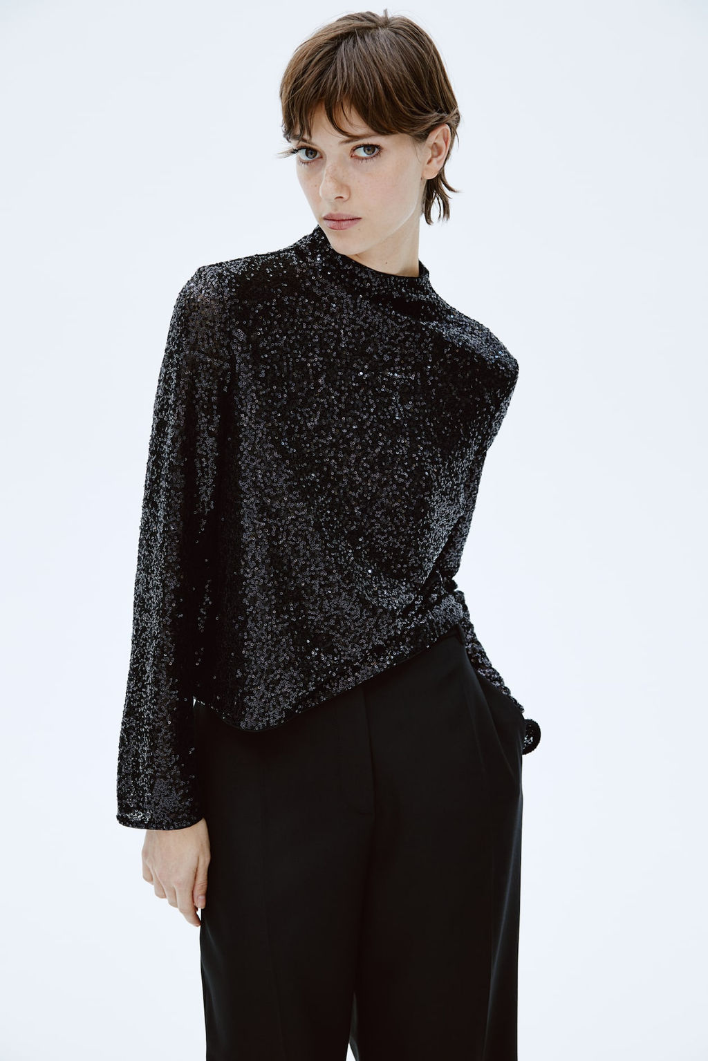 Sequined turtleneck top - H&m фото 5