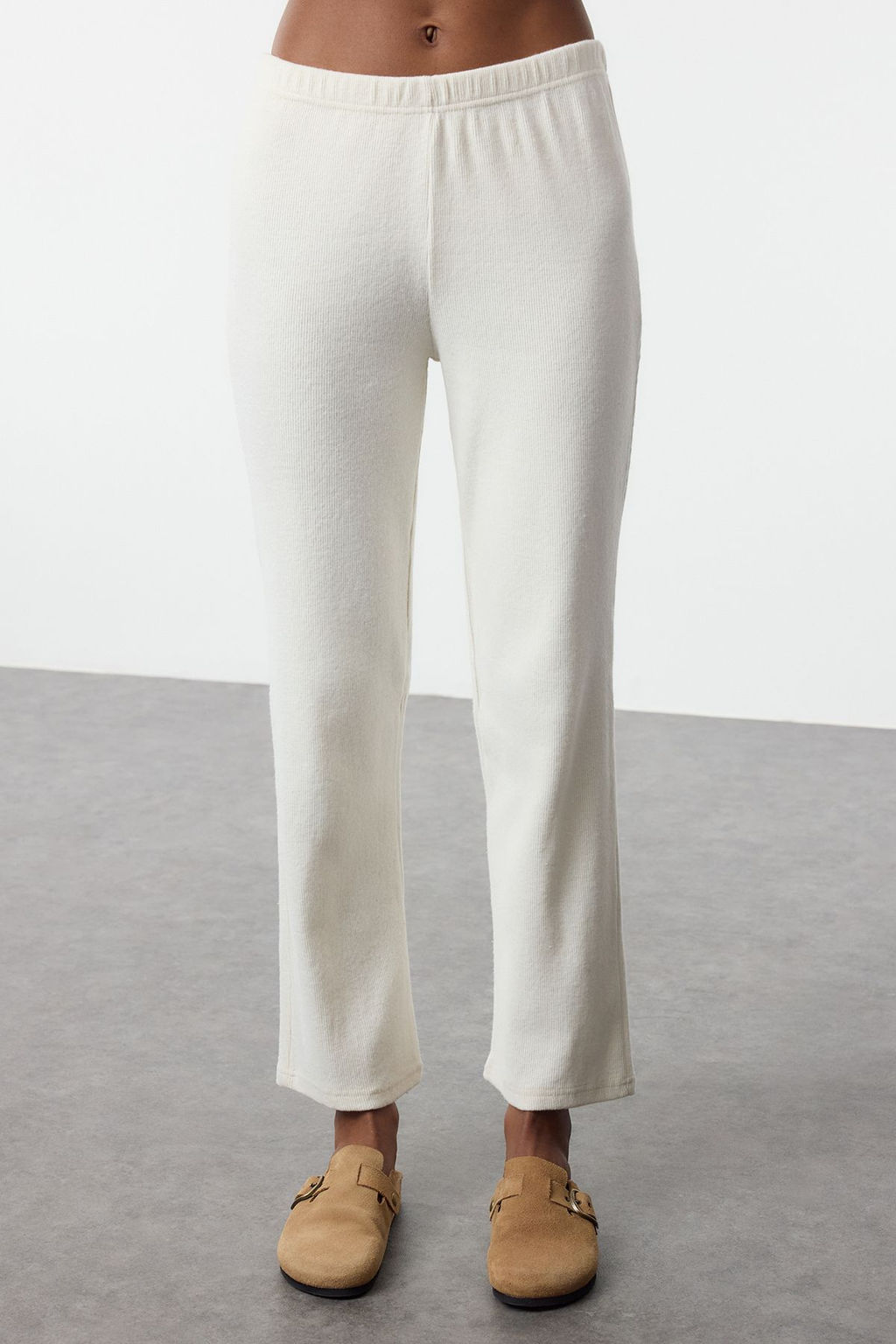 Beyaz Pamuklu F?rcal? Soft Fitilli H?rka Orme Pijama Tak?m? THMAW25PT00074