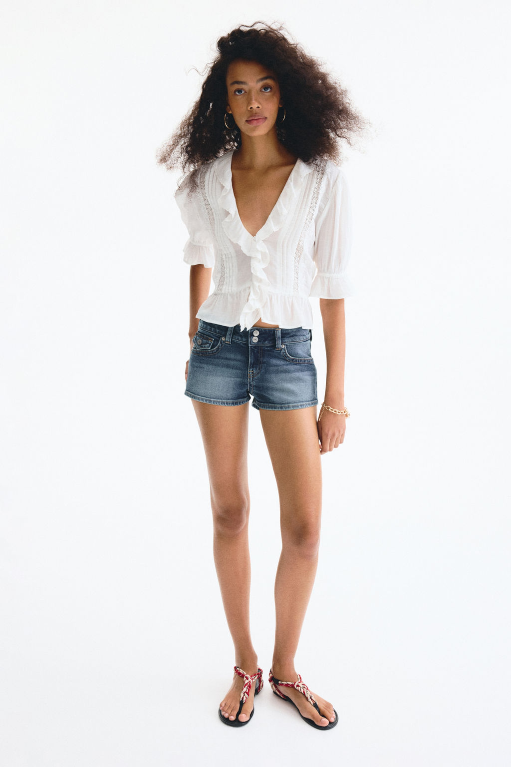Minishorts denim de talle bajo - H&m фото 6