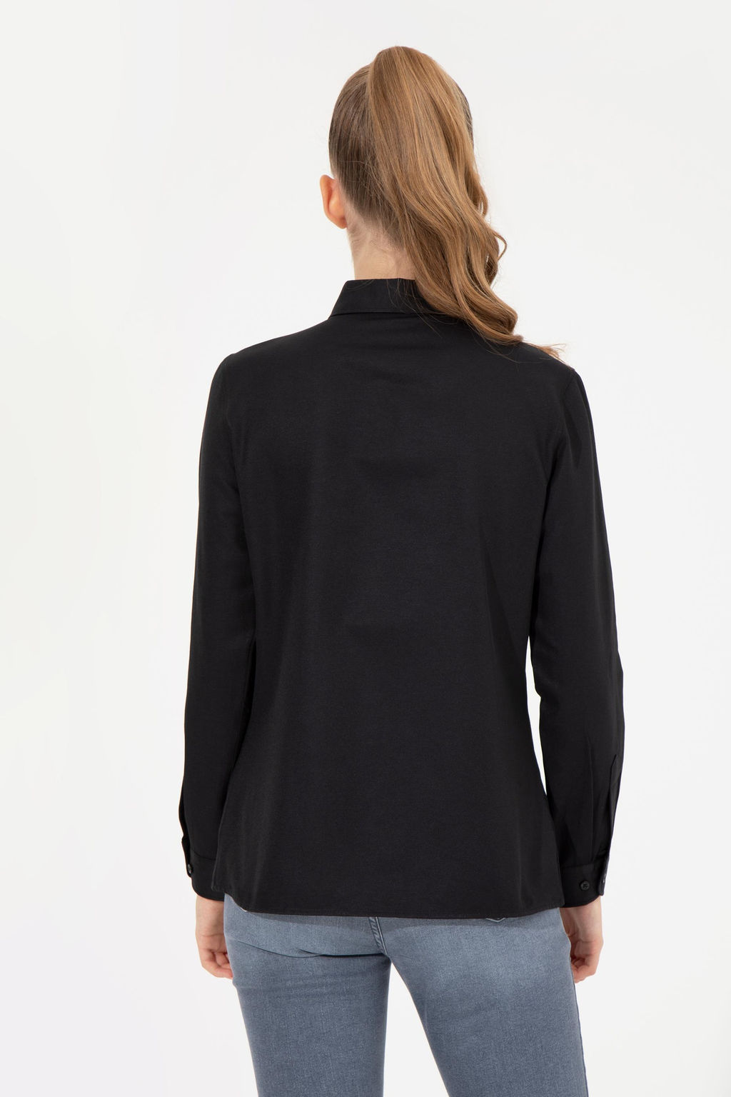 Женская черная рубашка с длинным рукавом Basic - U.s. polo assn фото 11