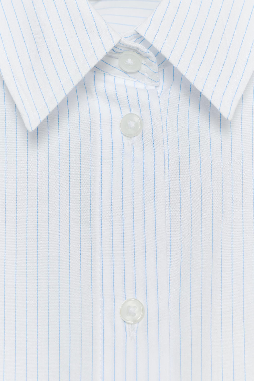CAMISA CROP POPEL?N RAYAS / Azul / Blanco