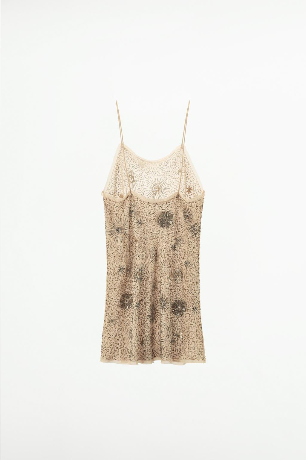 CREPE DRESS WITH EMBROIDERY AND BEADS - Zara фото 3