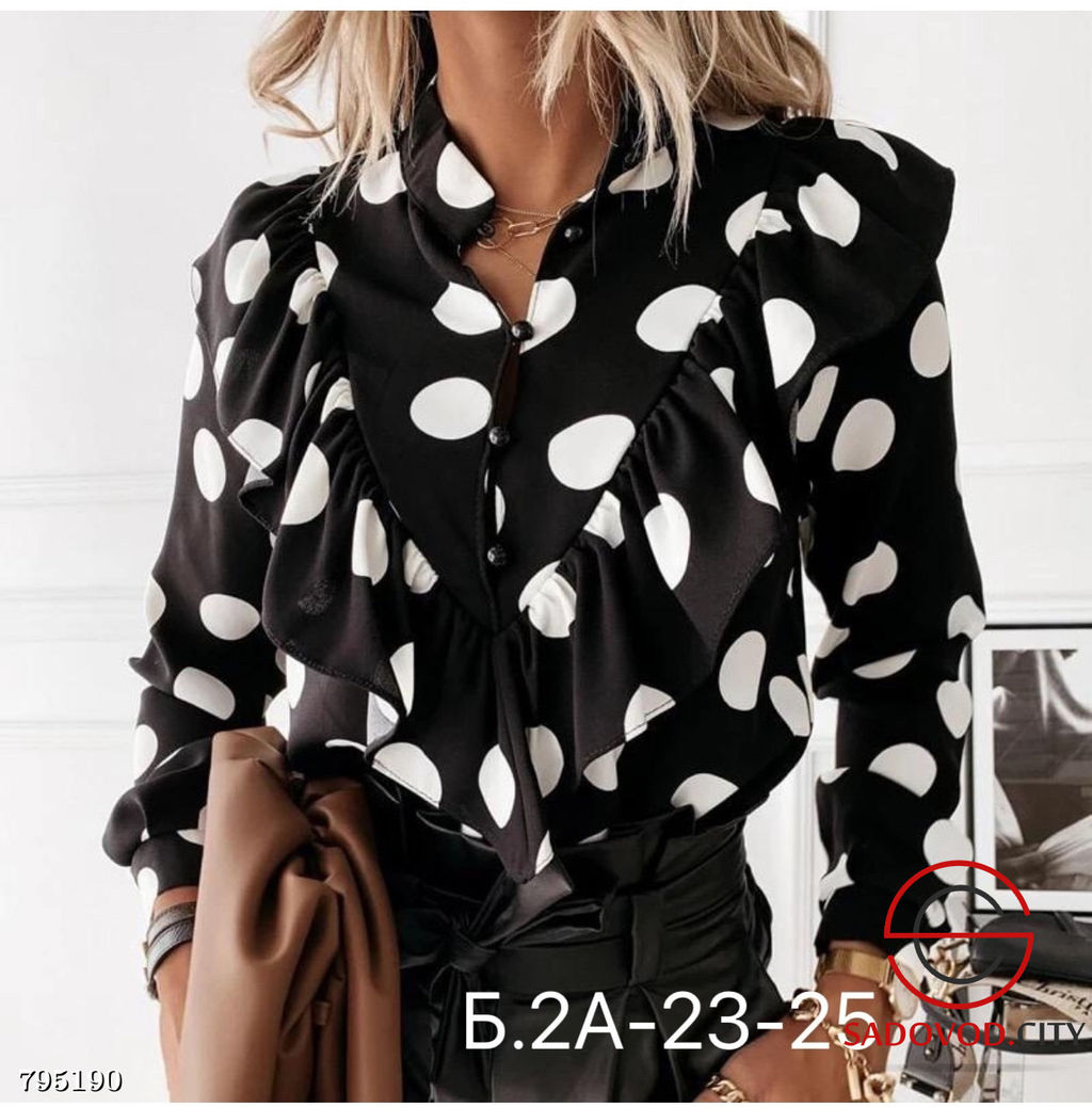 Классическая блузка в крупный горох - Bruno фото 3