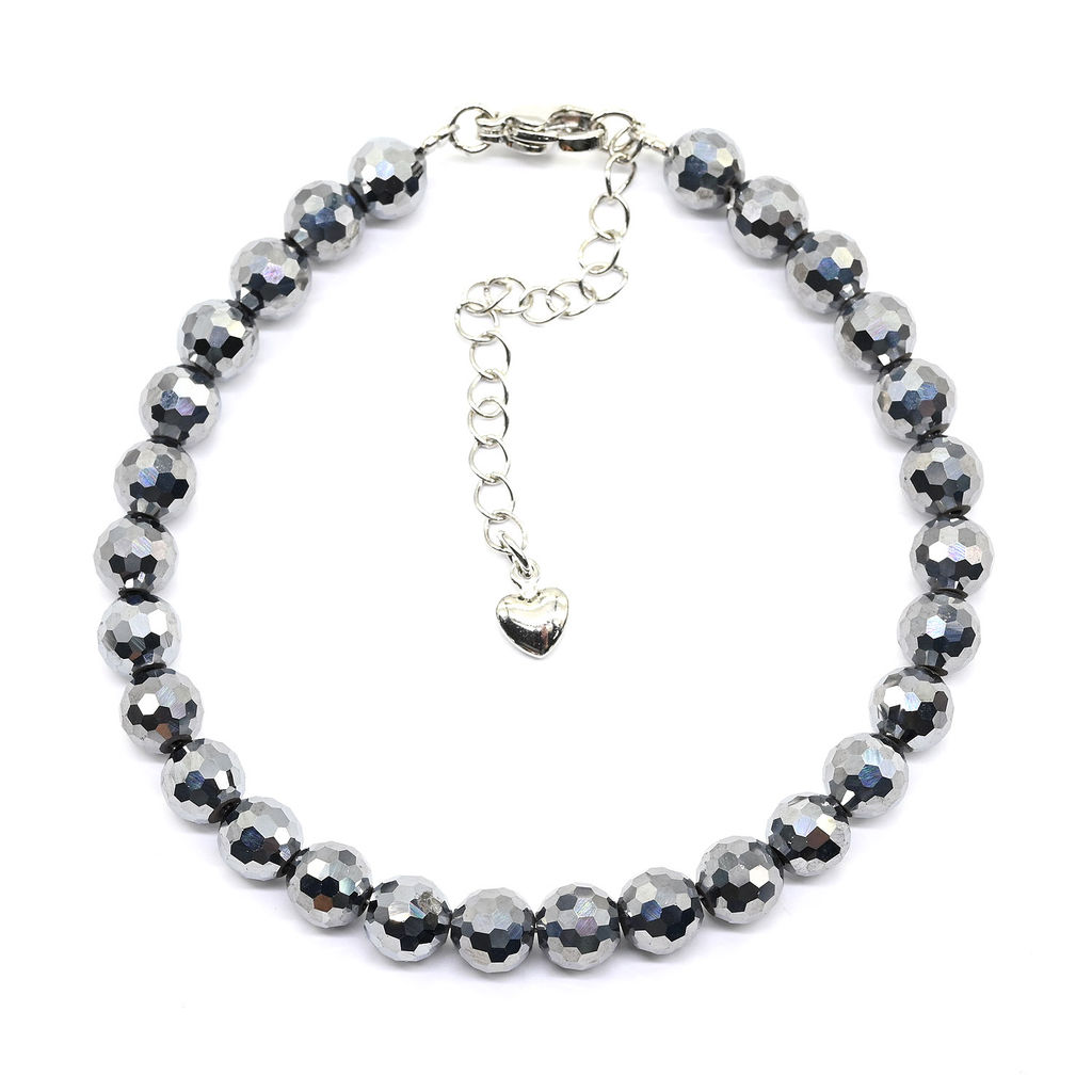 Терагерцевый браслет шарик с гранями 6мм, 19см Радуга камня