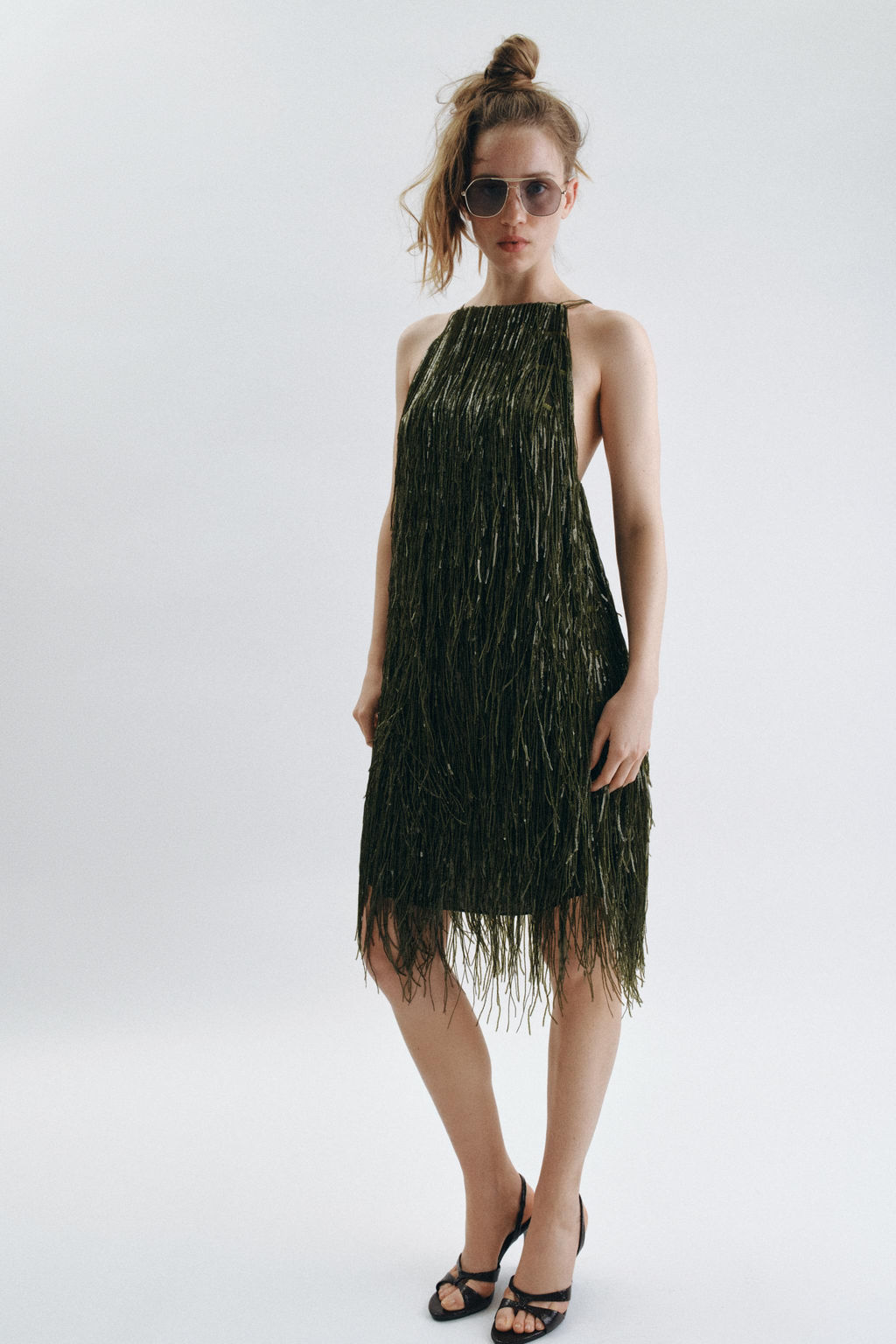 VESTIDO FLECOS LENTEJUELAS ZW COLLECTION / Verde - Zara фото 2