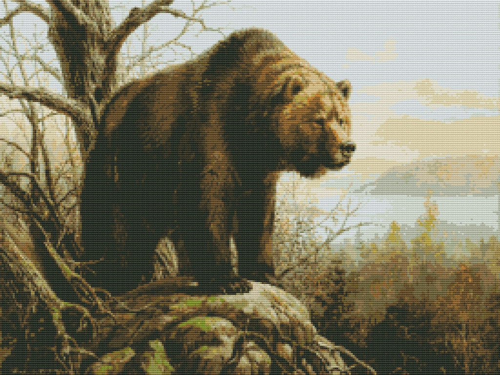 Вышивка крестиком 40х50см, Бурый медведь