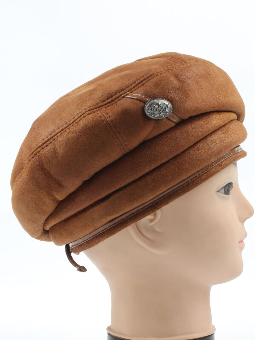 1151-1 BROWN Берет зимний женский (искусственная замша, искусственный мех)