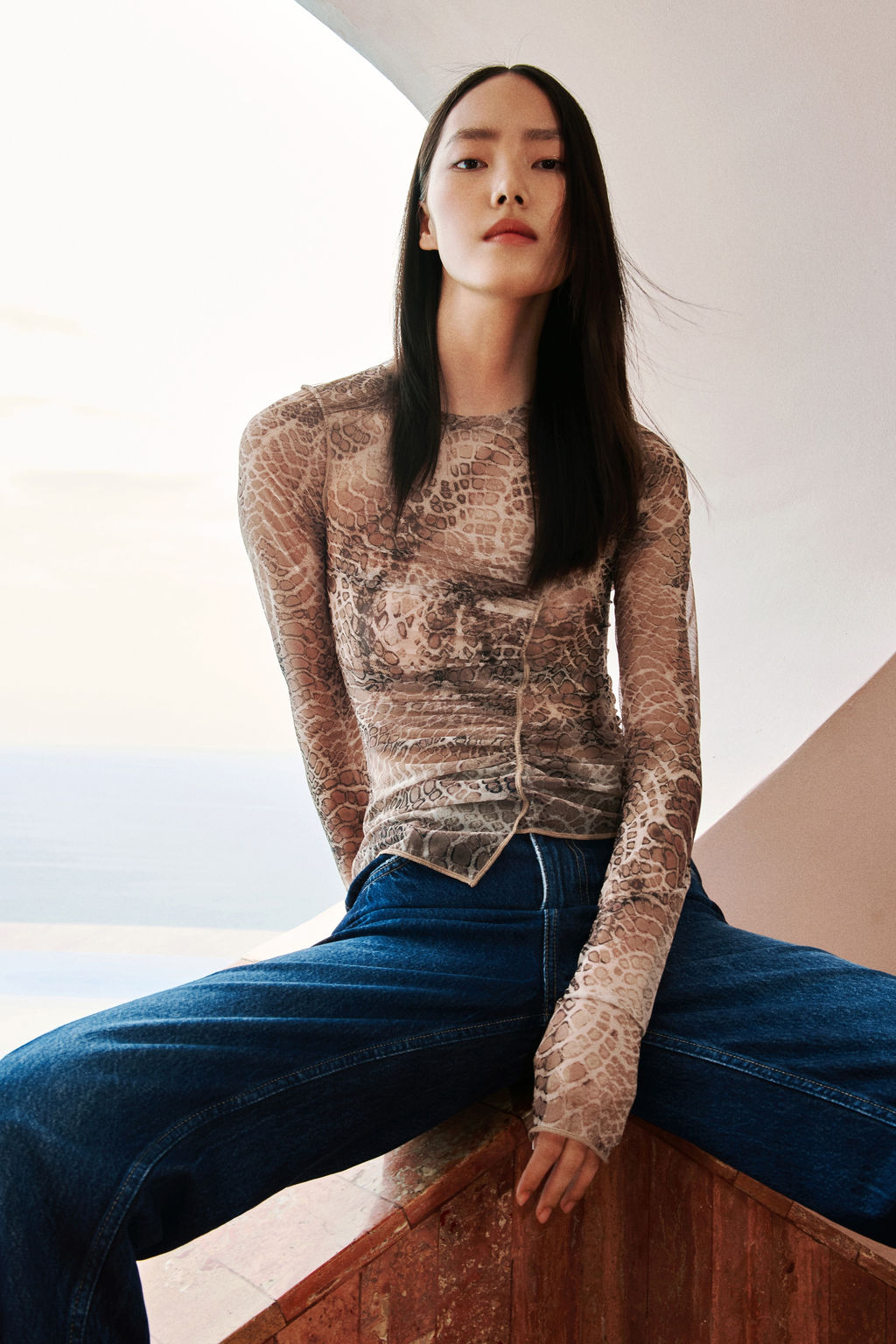 Top de malla drapeado - H&m фото 2