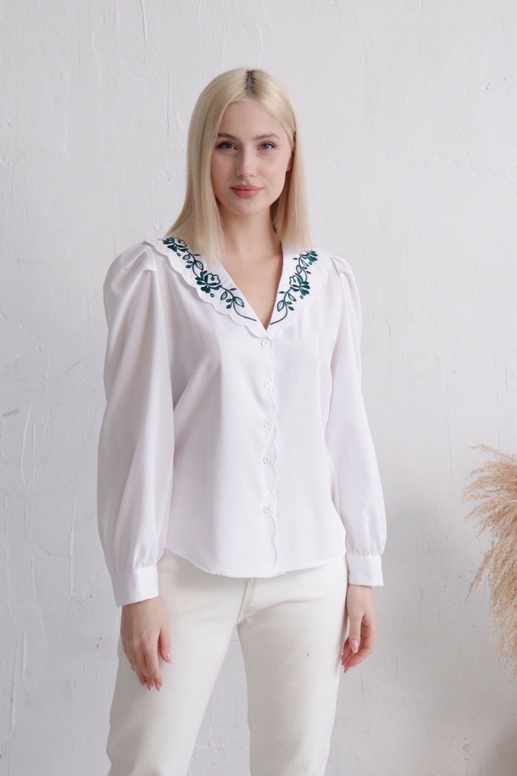 Блуза с вышивкой белая - Martichelli фото 7