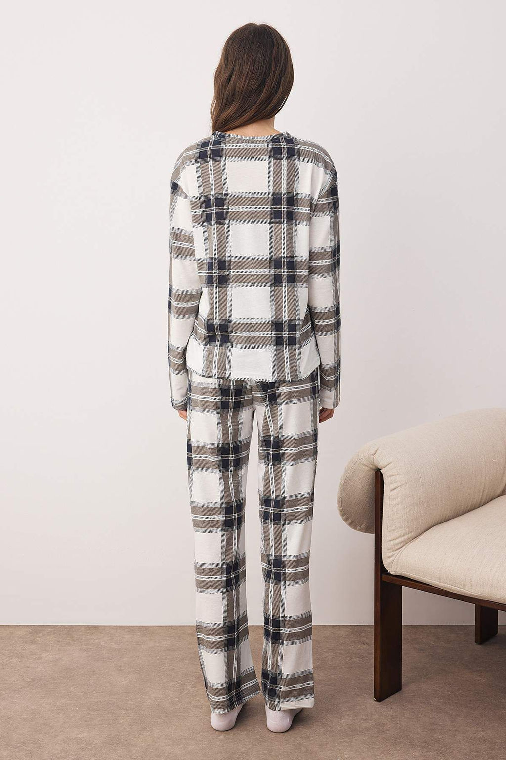 Lacivert Uyku Temal? Kuzu Desenli Orme Pijama Tak?m? THMAW26PT00046 - Trendyolmilla фото 12