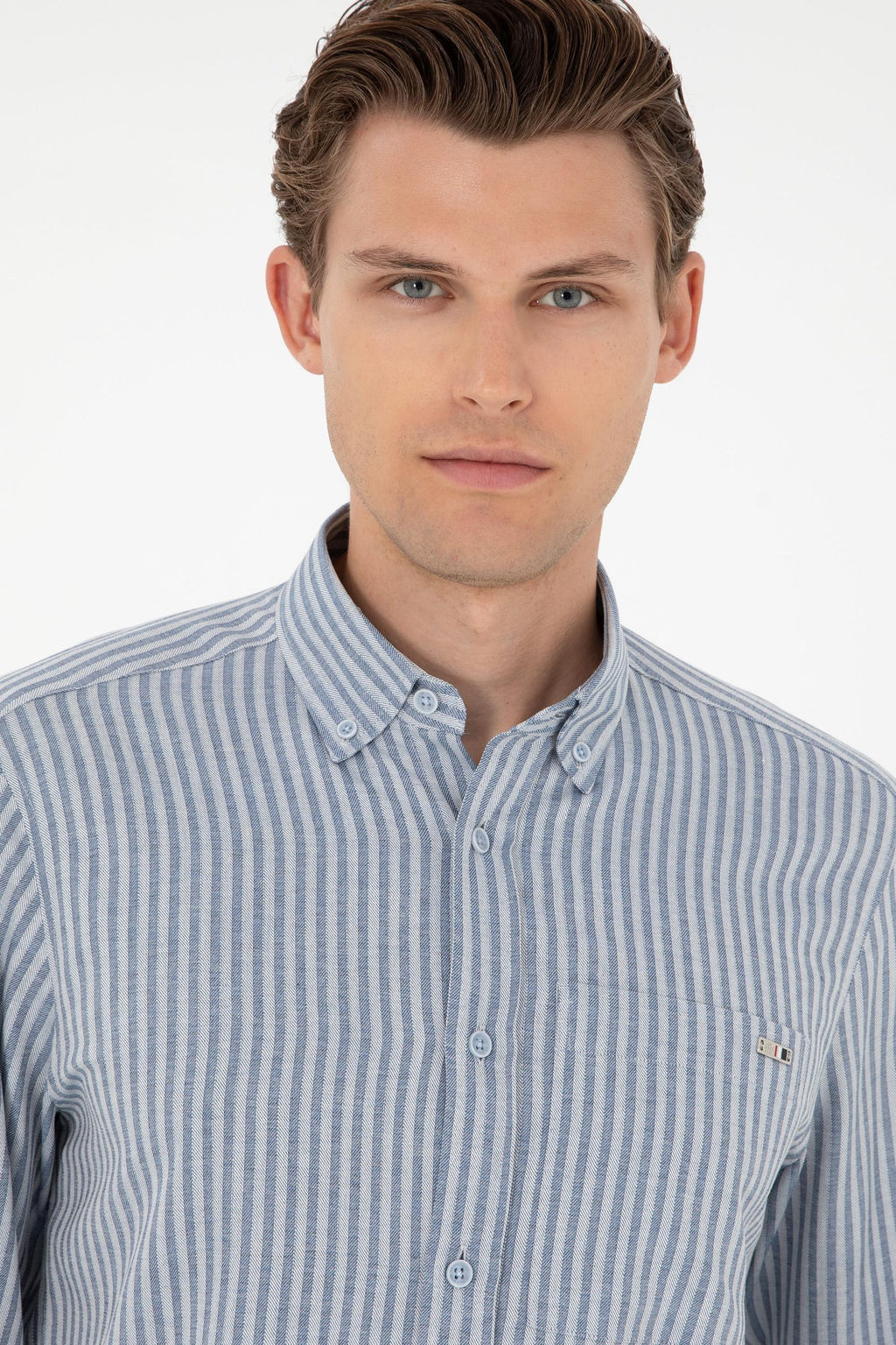 Мужская голубая рубашка с длинным рукавом - U.s. polo assn фото 2