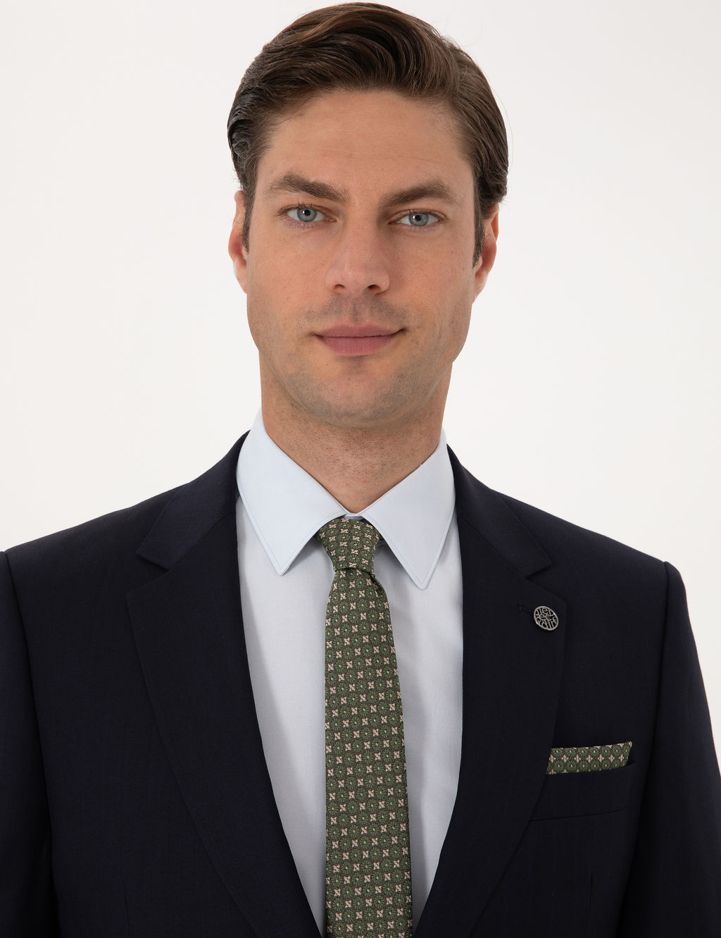 Lacivert Slim Fit %100 Y_n Tak_m Elbise