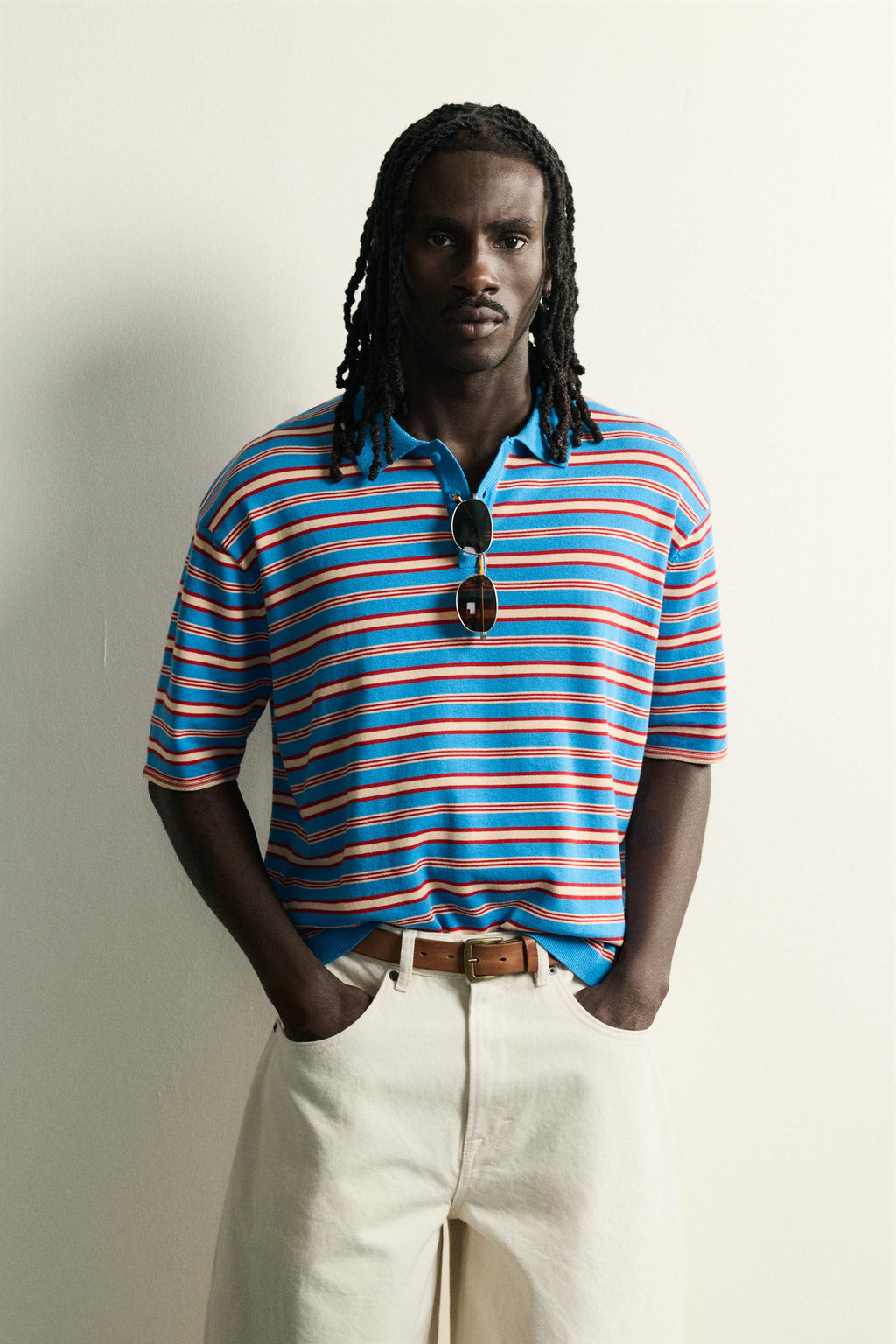 POLO PUNTO JACQUARD RAYAS / Azul claro - Zara фото 2